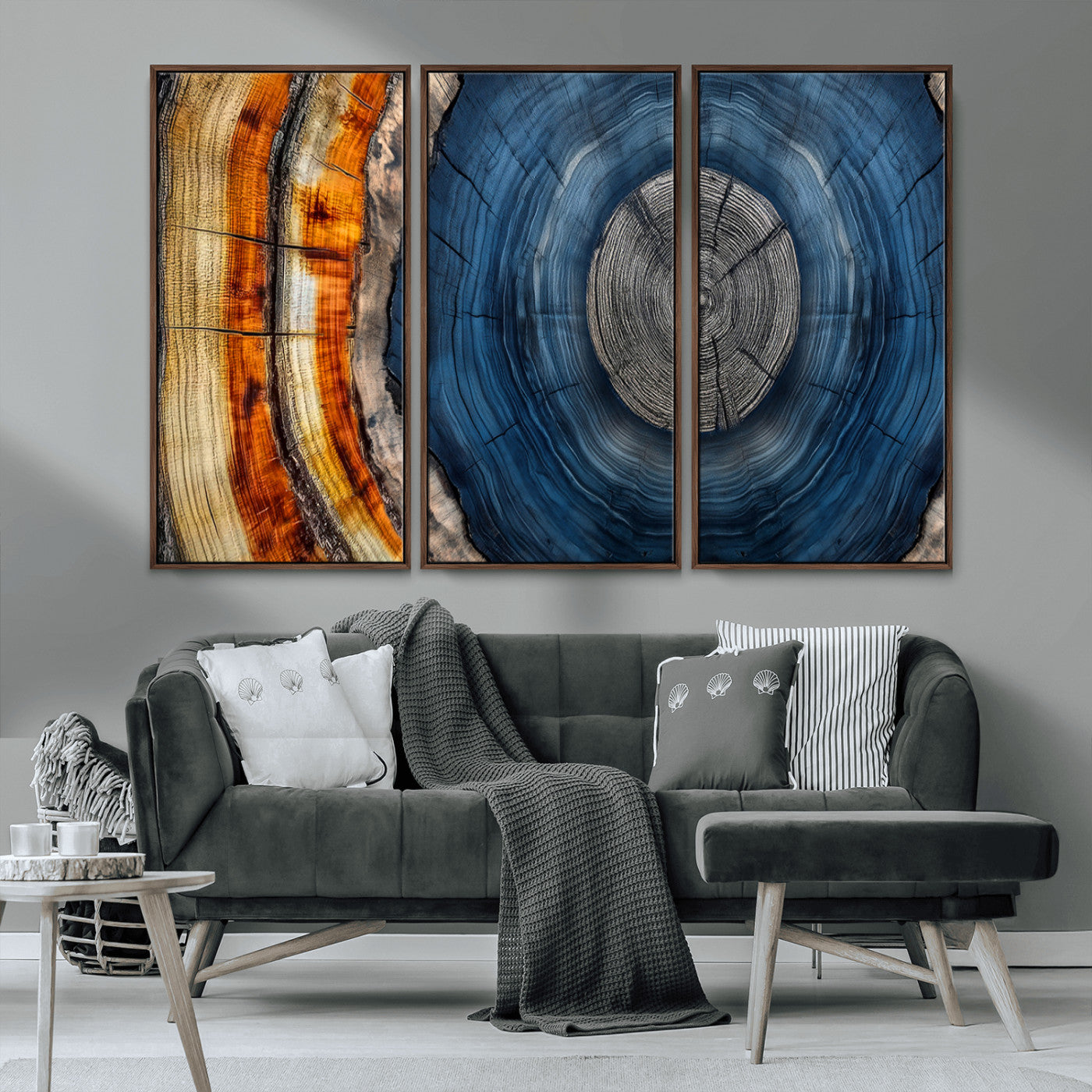 84489410-MGV-CV-36X24-Abstract Framed Tree Rings Wall Decor, Wood Grain Rings Artwork Print, Nature Woodland Modern Wall Decor for Barn Wall, Farmhouse Decor