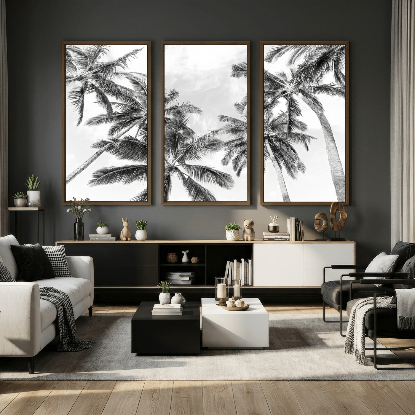 62113786-MGV-CV-36X24 - Palm Trees Wall Art – Tropical Breeze Canvas Print, Vacation Island Silhouette, Coastal Calm and Summer Paradise for Living Room or Beach House Decor