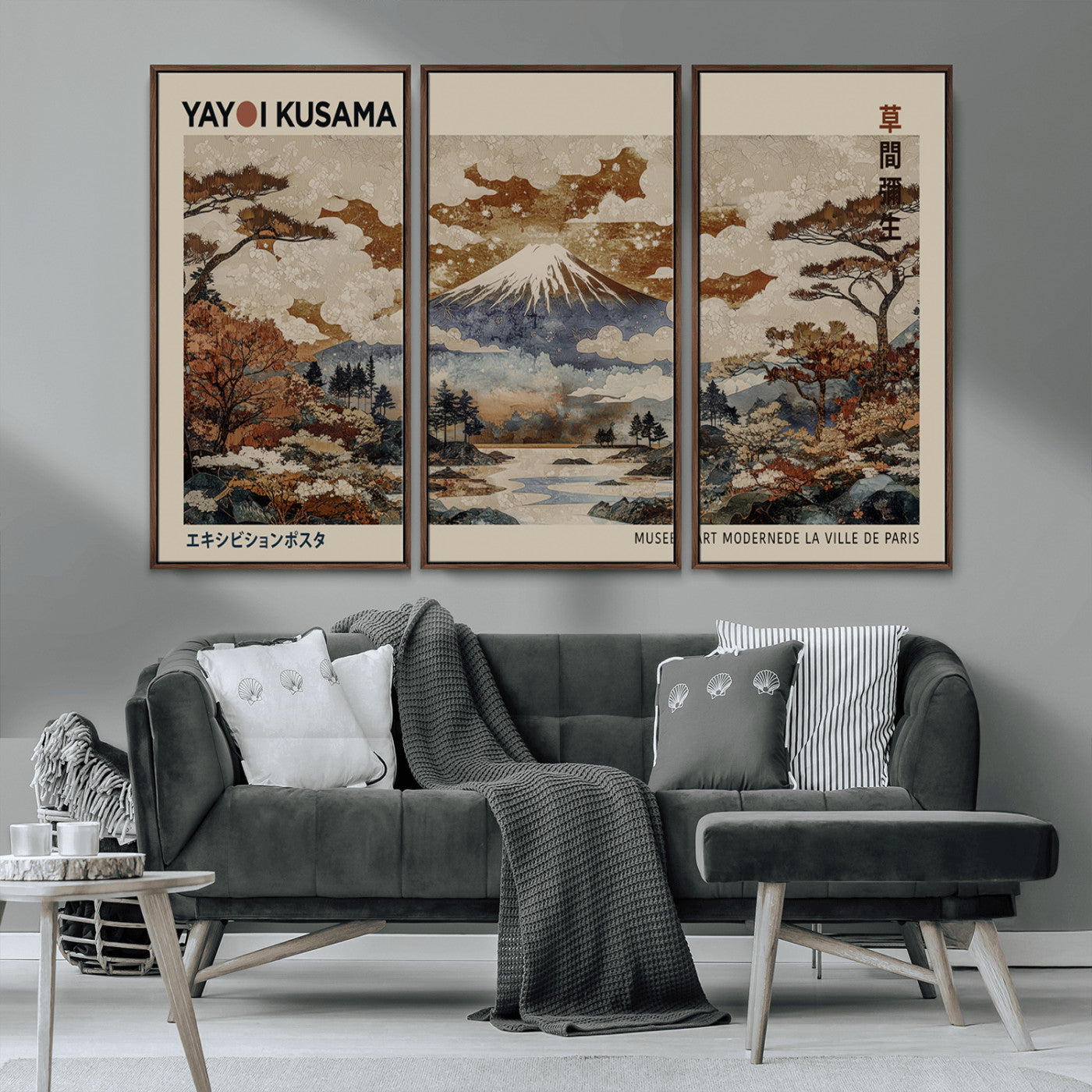 MGV-FC-48X32-3P - Yayoi Wall Art: Transform Your Space, Modern Japanese Wall Art Print Yayoi Kusama Canvas Wall Art