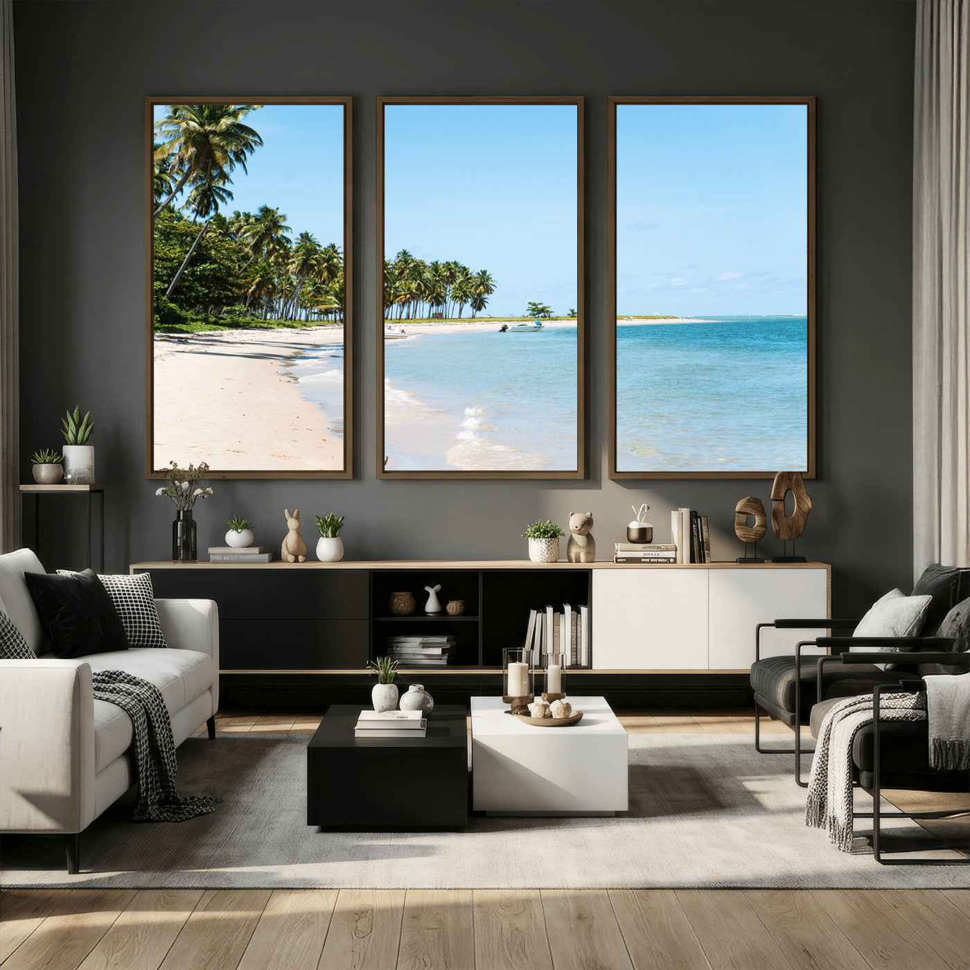 37858872-MGV-CV-36X24 - Palm Tree Paradise Coastal Wall Art – Beach Scene and Ocean Breeze Canvas Print Tranquil Tropical Shore Decor for Living Room, Bedroom or Office