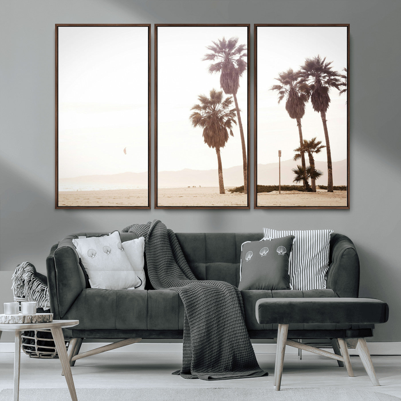 MGV-FC-48X32-3P - Coastal Light Wall Art Canvas Print, Framed Relaxing Shoreline Art Picture Print, Minimalist Ocean Perfect Tropical Serenity Decor Artwork