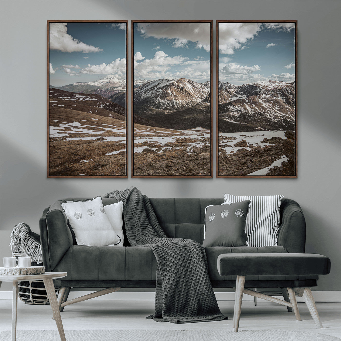 MGV-FC-48X32-3P - Mountain Landscape Wall Art Canvas Print, Framed Snowy Peaks Art Picture Print, Rugged Highlands Perfect Rustic Adventure Decor Artwork