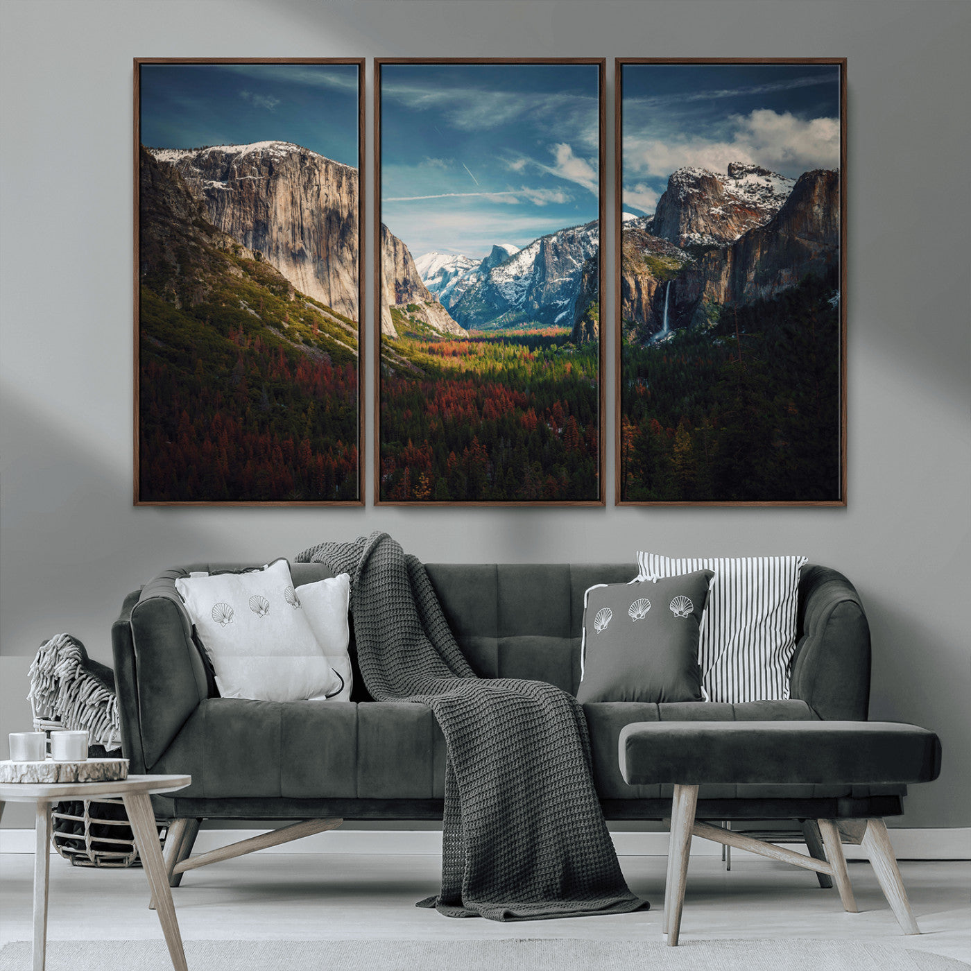 MGV-FC-48X32-3P - Yosemite National Park Wall Art Canvas Print, Framed Mountain Landscape Art Picture Print, El Capitan Perfect Rustic Farmhouse Decor Artwork