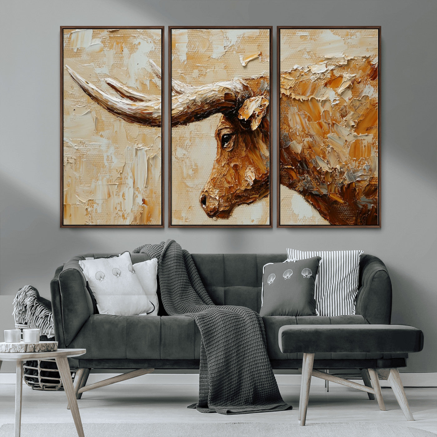 69611428-MGV-CV-36X24-Rustic Longhorn Bull Wall Art Canvas Print – Vintage Western Cattle Painting, Texas Steer Artwork for Ranch, Farmhouse or Cowboy Decor