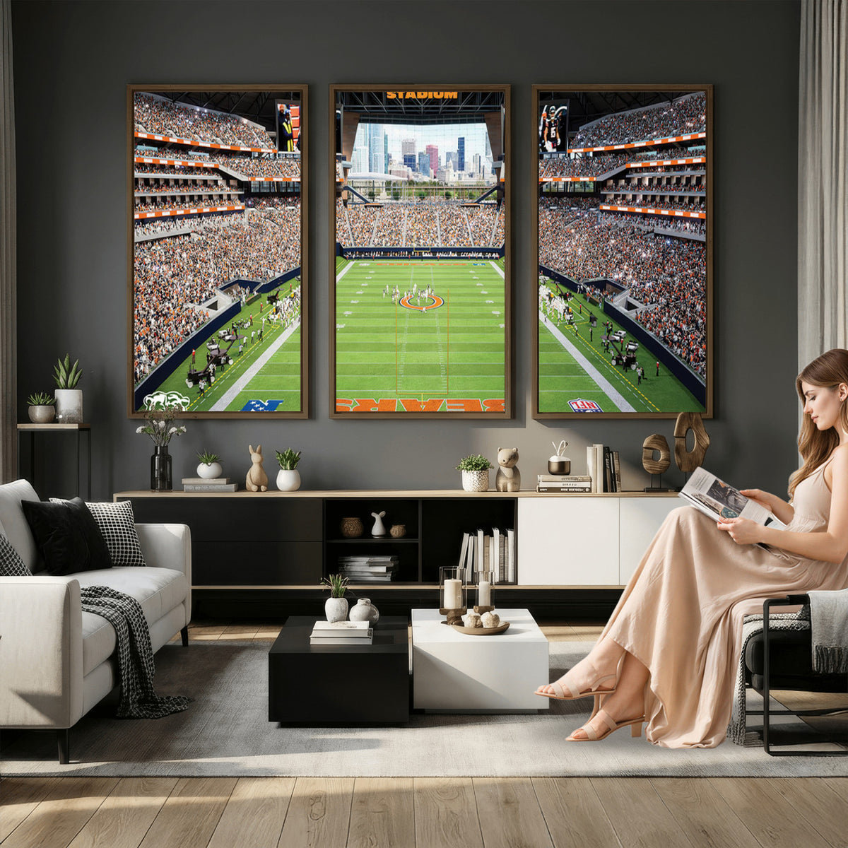 76935553-PAN-FL-20X10 - Chicago Bears Soldiers Field Wall Art Canvas Print, Home Office Wall Decor
