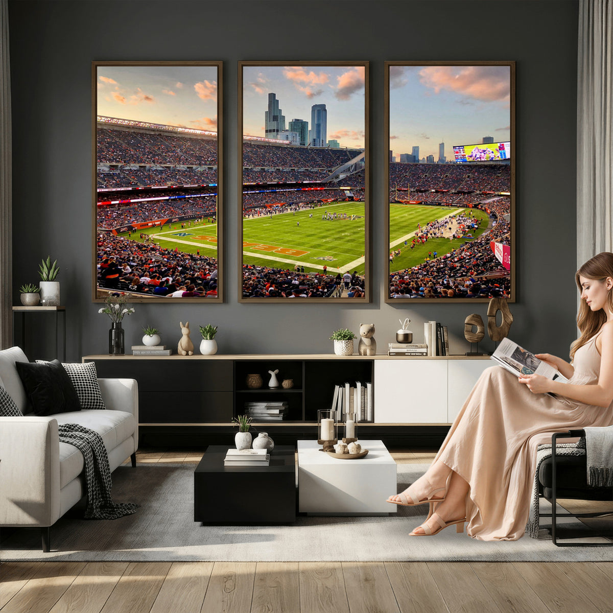 55377093-PAN-FL-20X10 - Chicago Bears Soldiers Field Wall Art Canvas Print, Man Cave Wall Decor