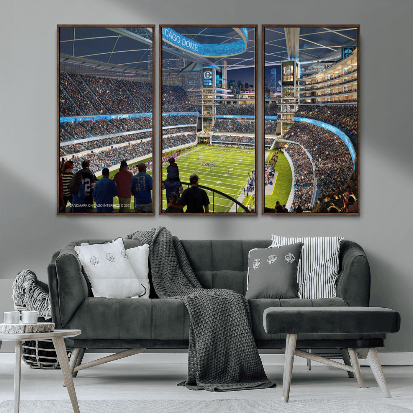 MGV-FC-48X32-3P - Chicago Bears Soldiers Field Wall Art Canvas Print – Framed Football Stadium Artwork for Sports