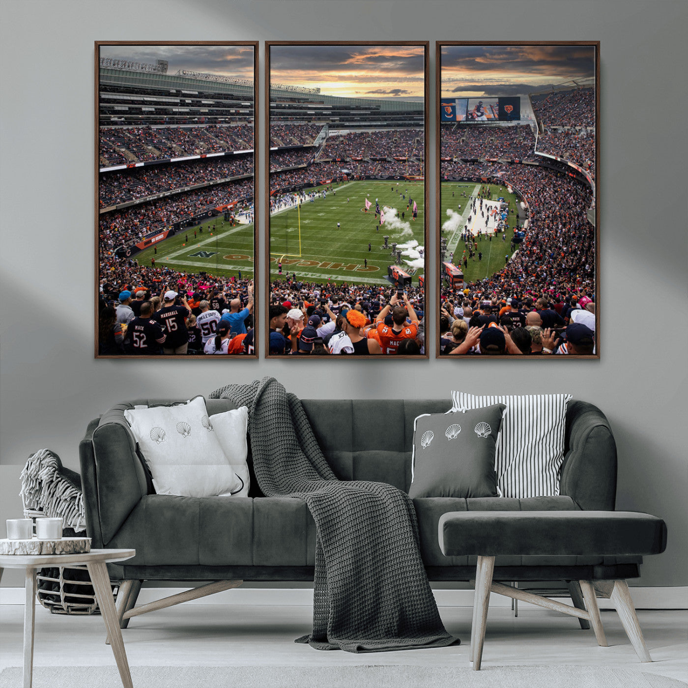 MGV-FC-48X32-3P - Chicago Bears Soldiers Field Wall Art Canvas Print – Framed Football Stadium Artwork for Sports