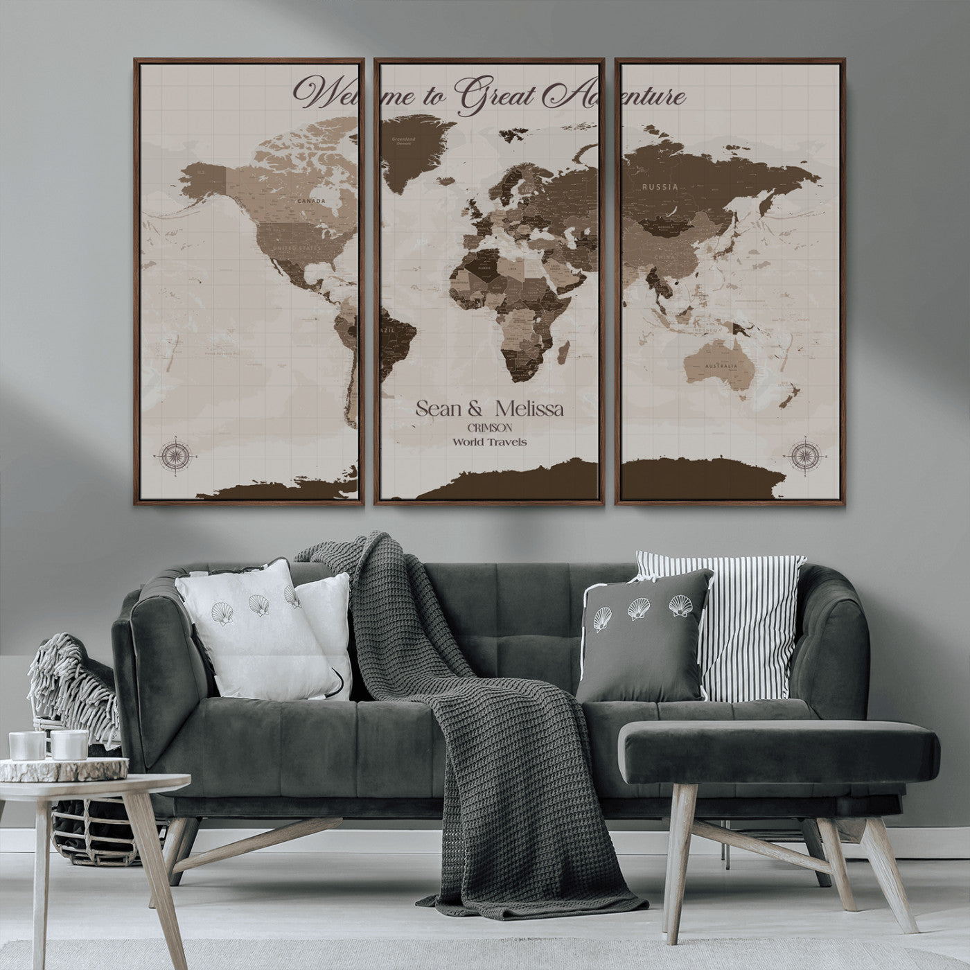 49871705-MGV-CV-36X24-Custom Push Pin World Map Wall Canvas Print – Personalized Travel Tracker with Pins – Framed Large Multi-Size Canvas for Home Office Decor