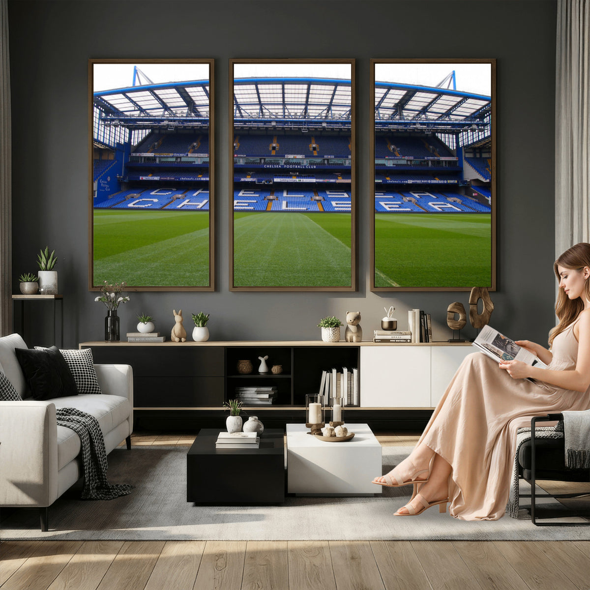 38616413CHELSA-MGV-CV-36X24 - Stamford Bridge Chelsea Football Stadium Canvas Wall Art