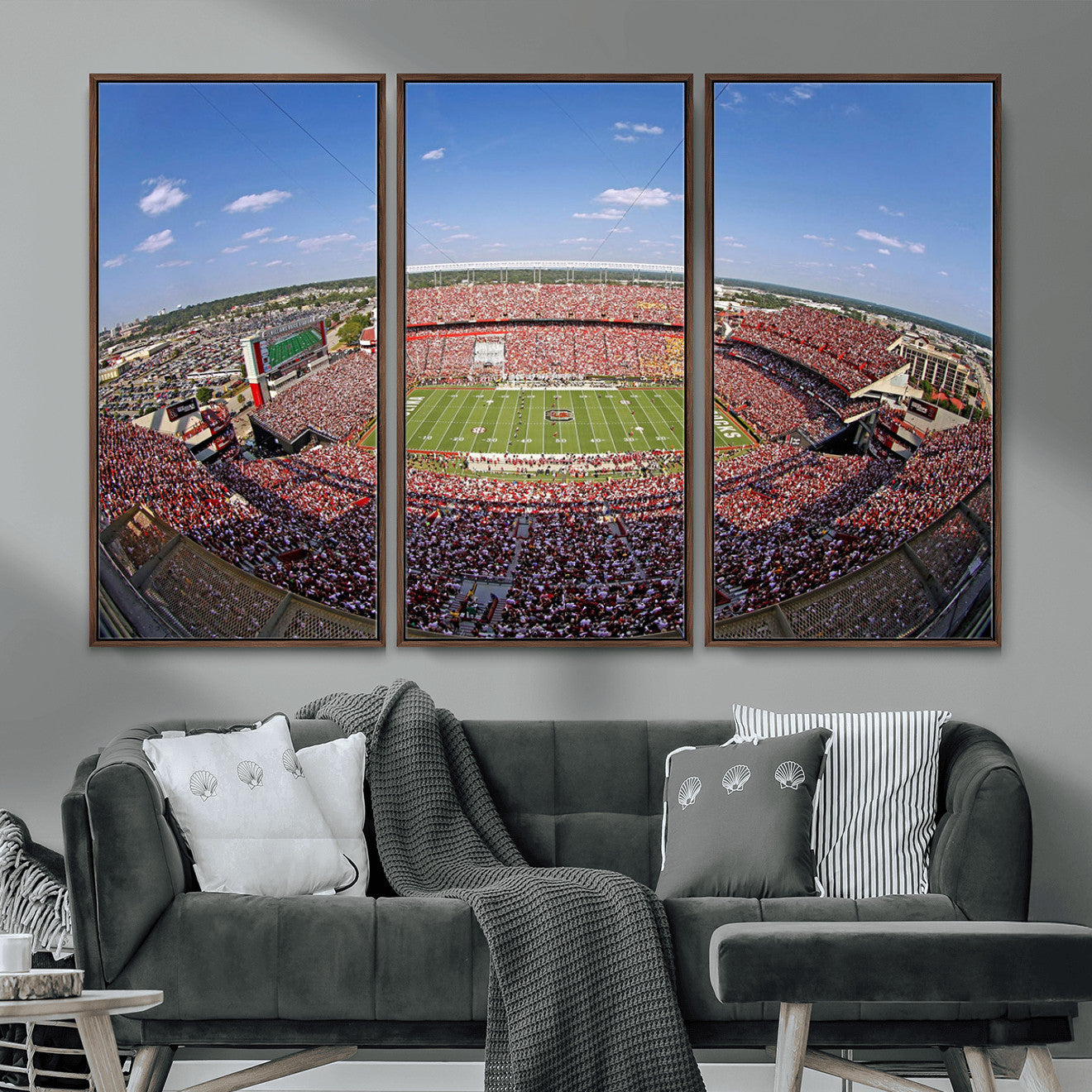 29492070-MGV-FC-48X32-3P - William Brice Stadium Wall Art Canvas Print – Stadium Crowd Sports Field Outdoor Event Football Game Artwork for Home Office