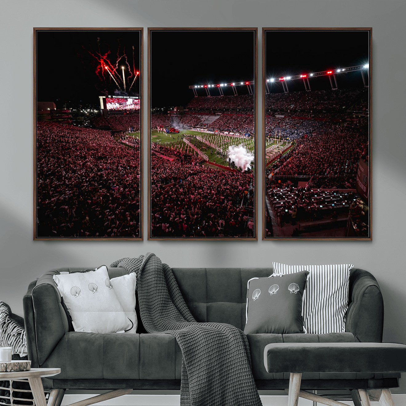 60690191-MGV-FC-48X32-3P - William Brice Stadium Wall Art Print – Baseball Game Room Artwork Print for Basement Dorm, Home, Office
