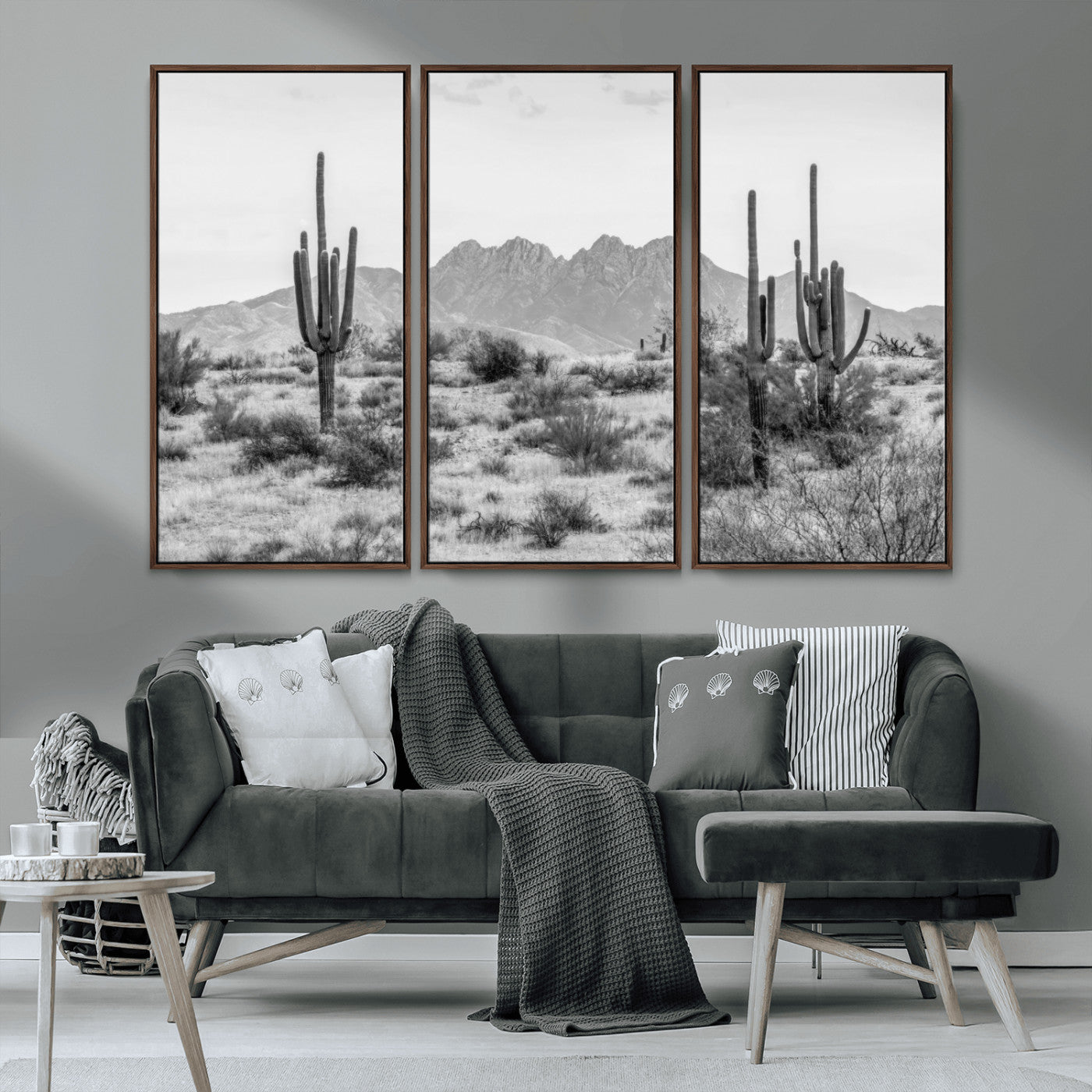 97436PHN-MGV-CV-36X24-Black White Arizona Desert Canvas Wall Art Cactus Farmhouse Wall Art