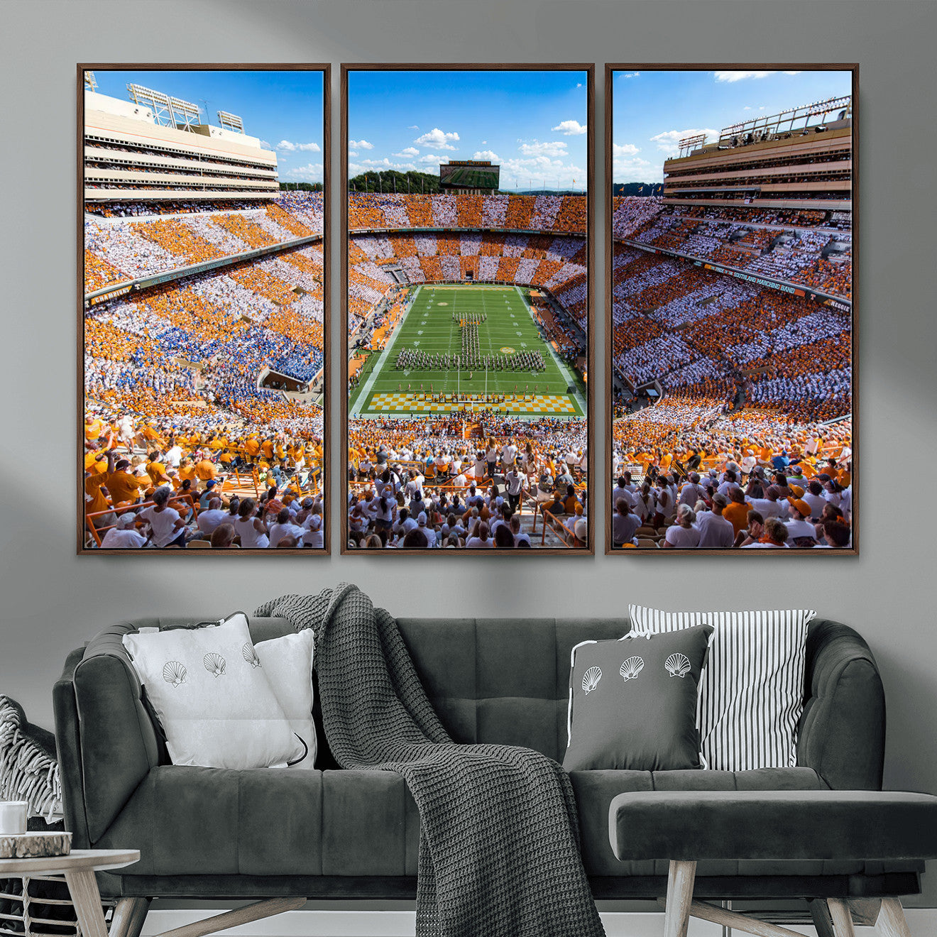 77097951-MGV-FC-48X32-3P - Tennessee Neyland Stadium Wall Art, Sports Arena Canvas Print, Panoramic Stadium Canvas Artwork for Home, Office