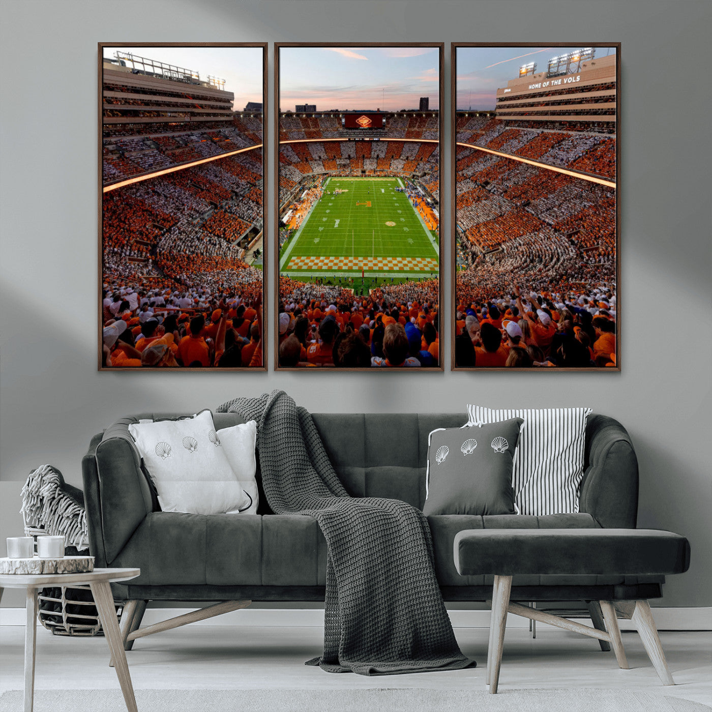 37160229-MGV-CV-48X32-3P-Tennessee Neyland Stadium Wall Art Print, Sports Arena Canvas Wall Art, Panoramic Stadium Canvas Print, Modern Athletic Field Art Printing