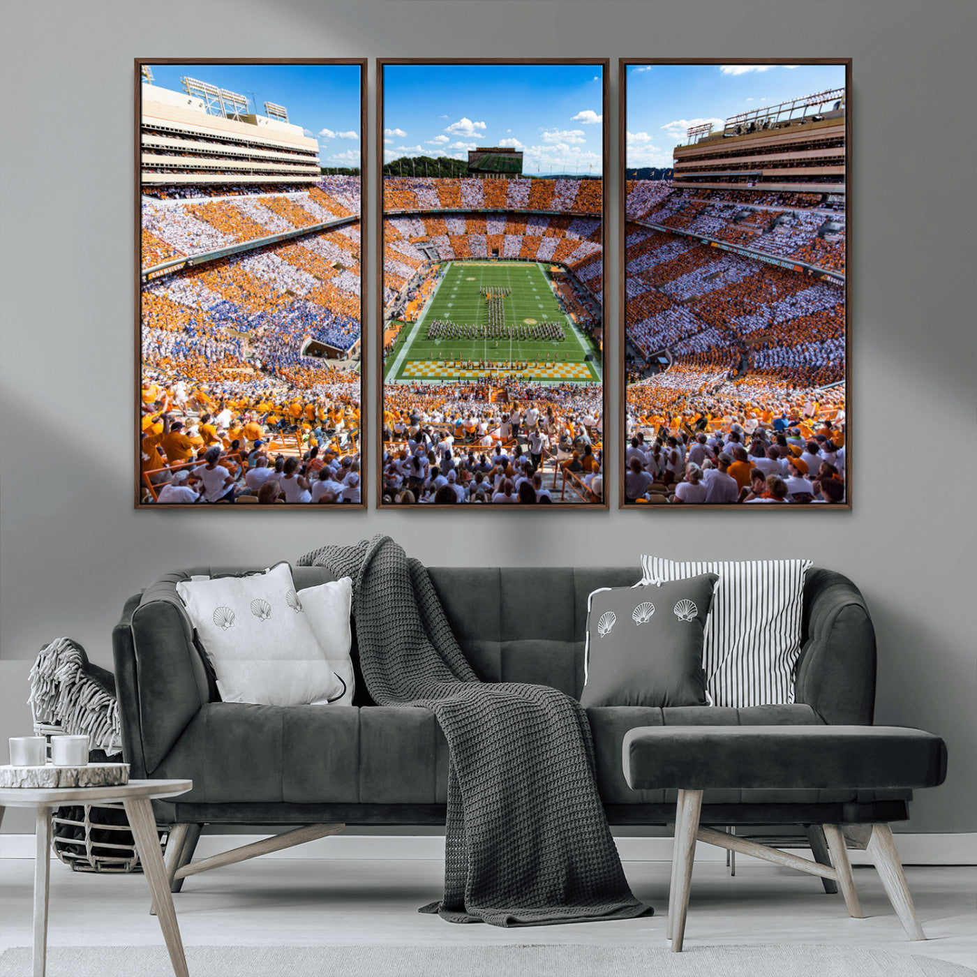 64238859-MGV-CV-48X32-3P-Tennessee Neyland Stadium Wall Art Print, Sports Arena Canvas Wall Art, Panoramic Stadium Canvas Print, Modern Athletic Field Art Printing
