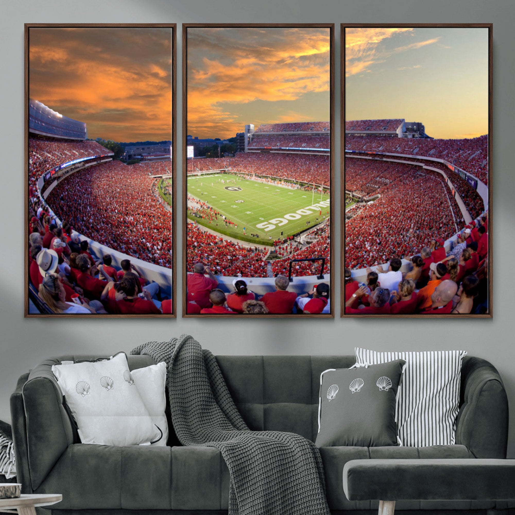 73680988-MGV-CV-48X32-3P-Dooley Stadium Wall Art, Sports Arena Canvas Print, Dooley Field Sanford Stadium Canvas Artwork for Home, Office