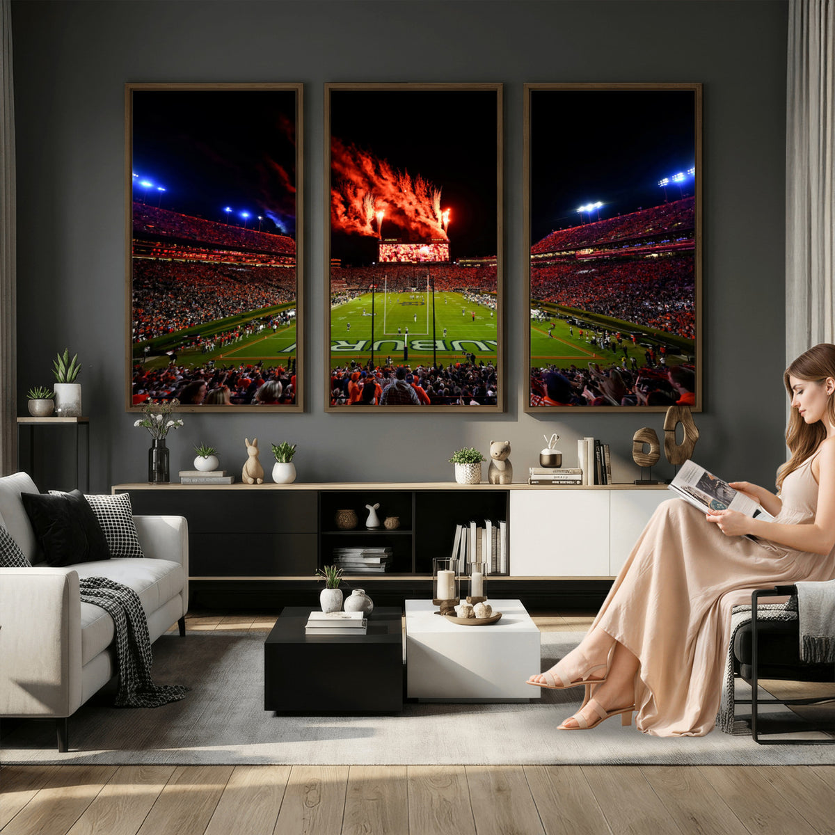 59046876-MGV-CV-36X24 - Jordan-Hare Football Stadium Wall Art Canvas Print, Football Stadium Aerial View