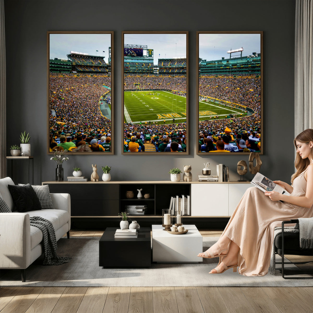 GBP101-MGV-CV-36X24 - Green Bay Packers Lambeau Field Stadium Wall Art Canvas Print