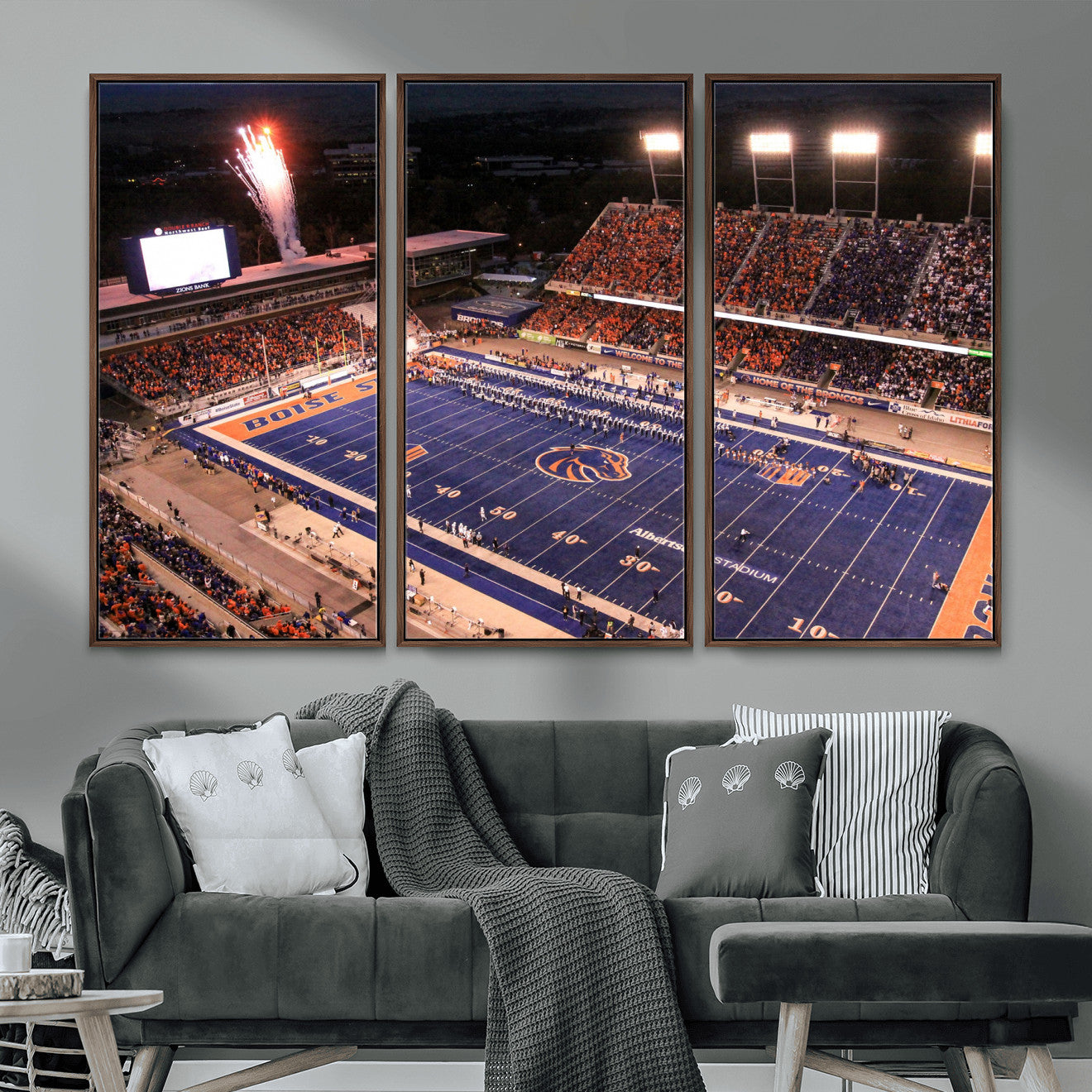 BS1001S-MGV-FC-48X32-3P - Boise State Broncos Albertsons Stadium Wall Art Canvas Print