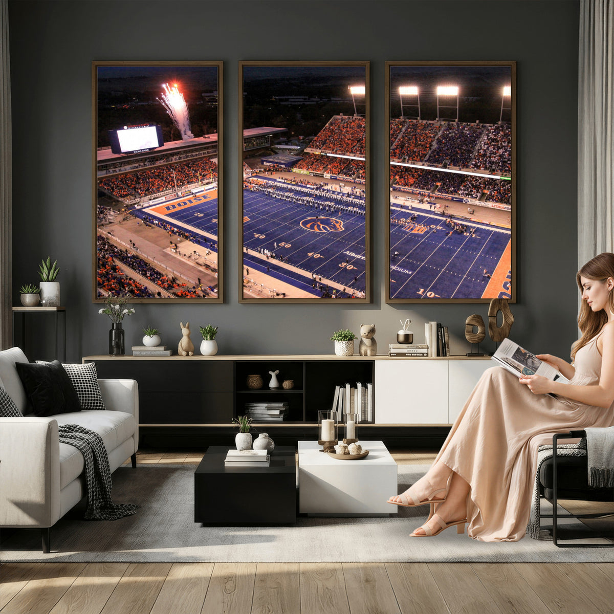 BS1001S-MGV-CV-36X24 - Boise State Broncos Albertsons Stadium Wall Art Canvas Print