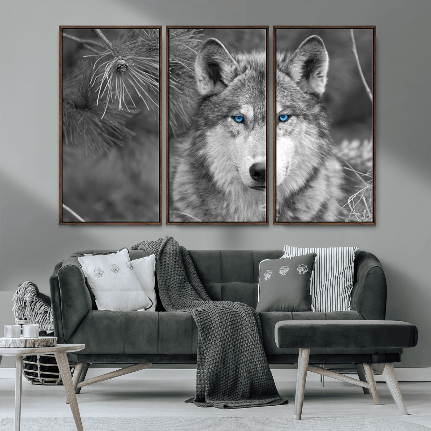 MGV-FC-48X32-3P - Wild Wolf Blue Eye Wall Art Canvas Print