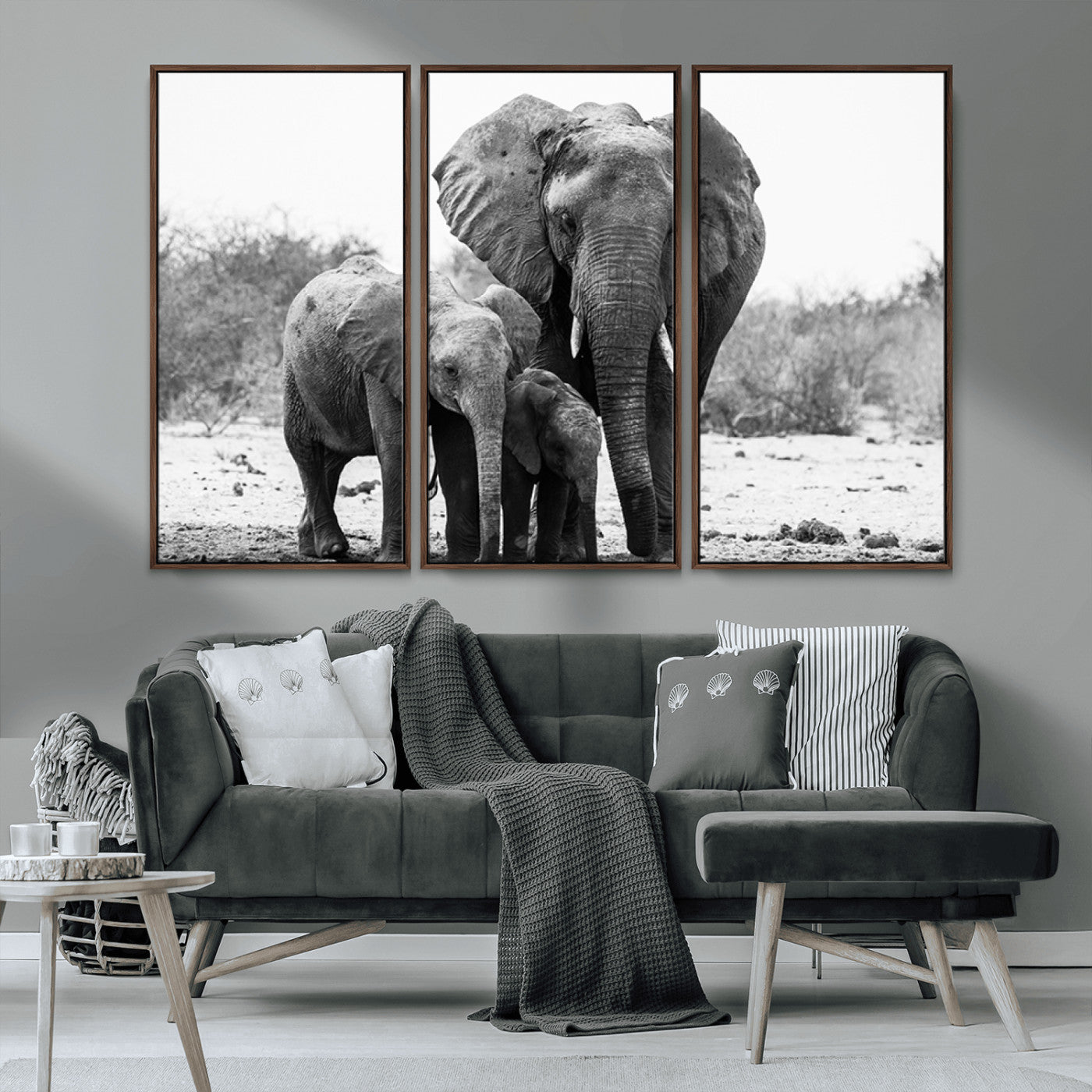 MGV-FC-48X32-3P - Elephant Family Africa Wall Art Canvas Print