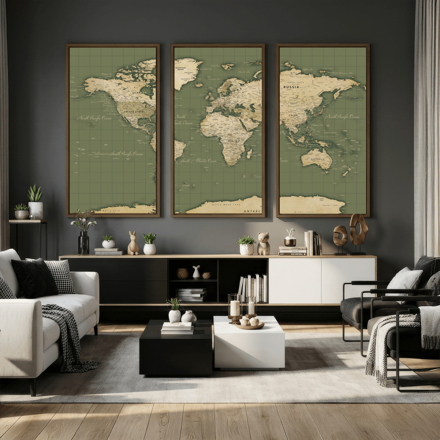 13750241-MGV-CV-36X24 - World Map Wall Art Canvas Print, Modern Decorative Framed Map Artwork Prints for Living Room, Office, Bedroom Wall Decor