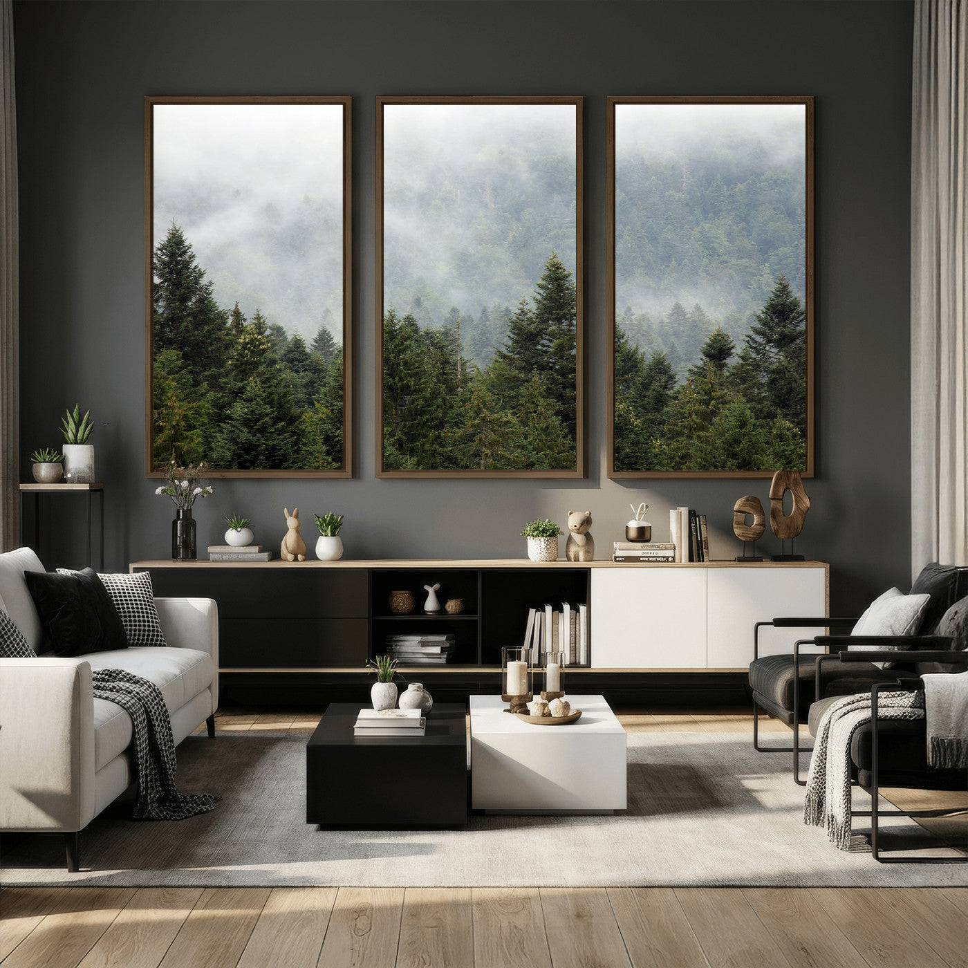 37010054-MGV-CV-36X24 - Misty Mountain Forest Wall Art Canvas Print