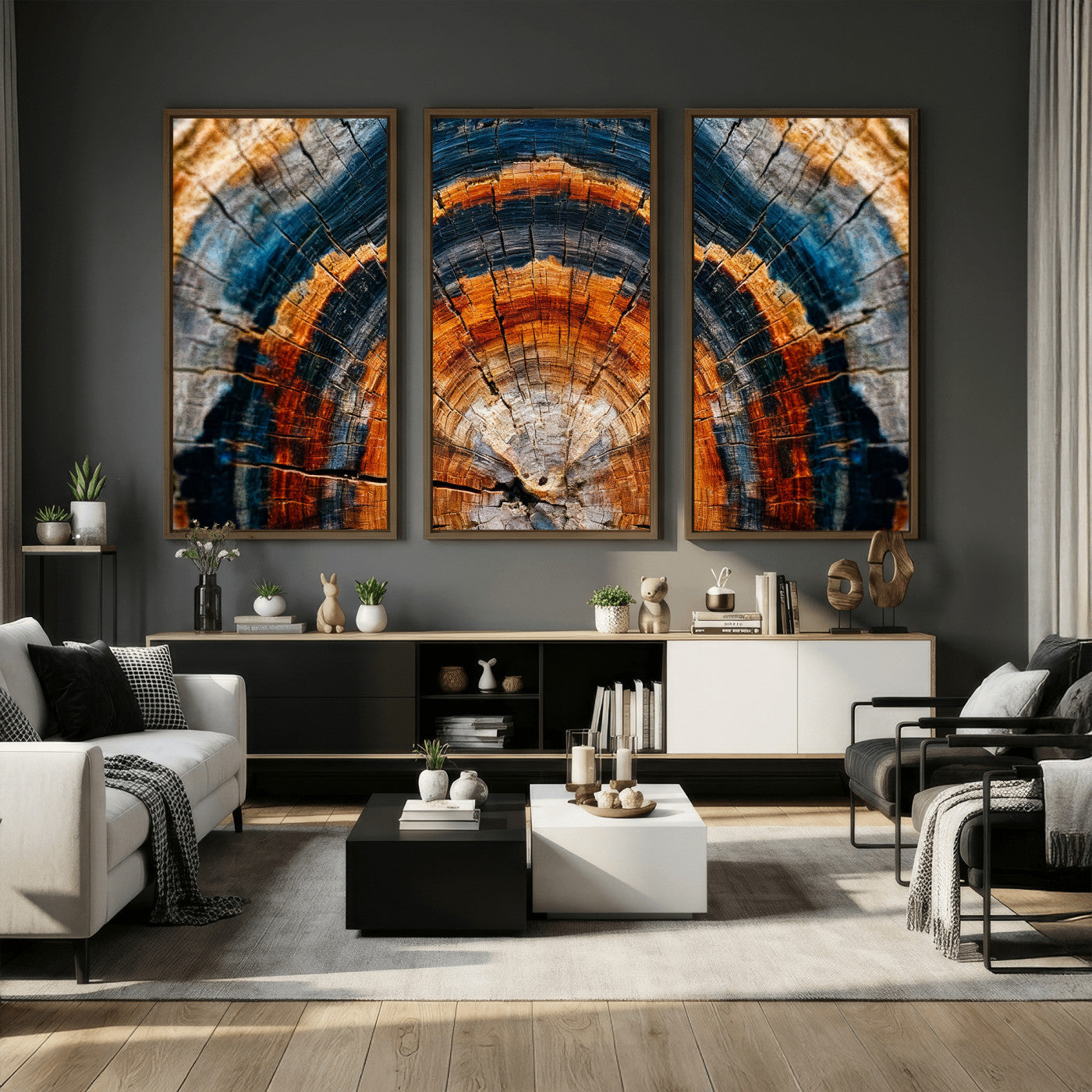 92693966N-MGV-CV-36X24 - Abstract Wood Grain Canvas Print, Tree Ring Pattern Wall Art, Framed Canvas Ready to Hang