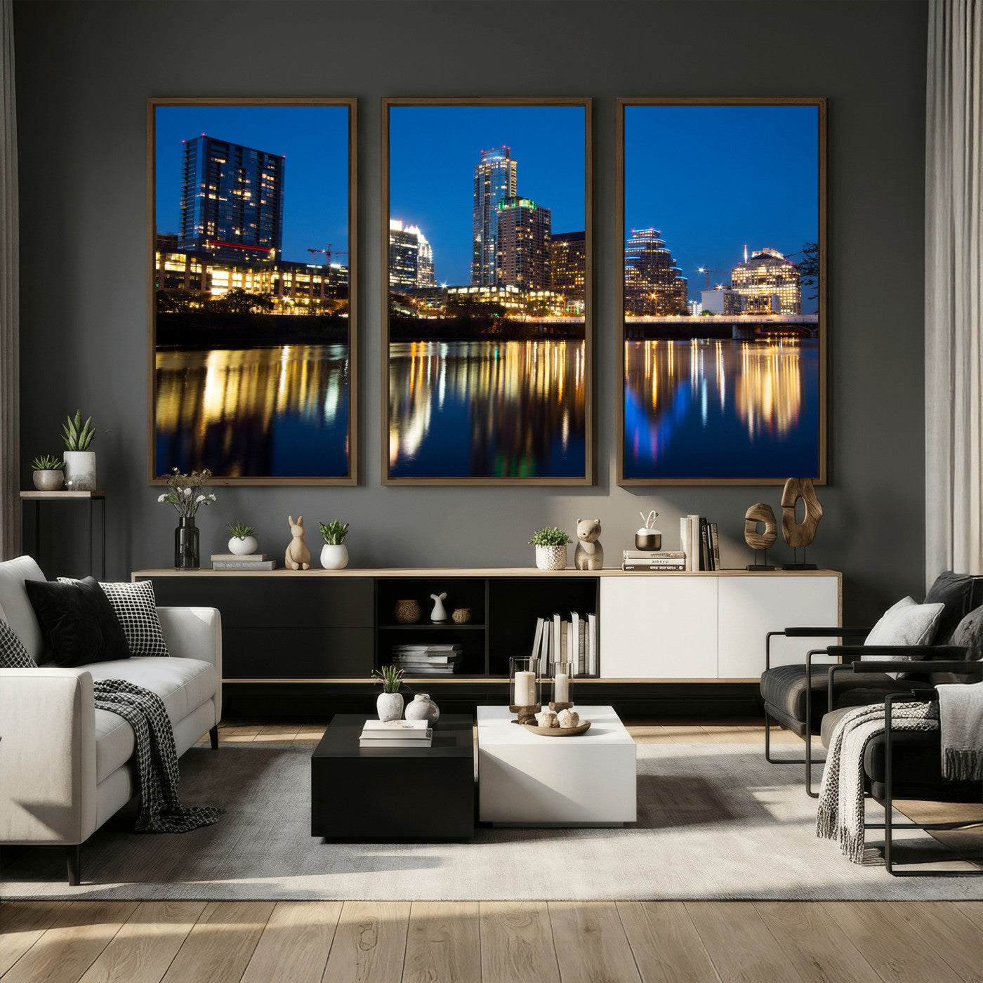 21916206-MGV-CV-36X24 - Austin Skyline Wall Art Canvas Print, Austin Downtown Night Cityscape Print for Modern Urban Wall Decor