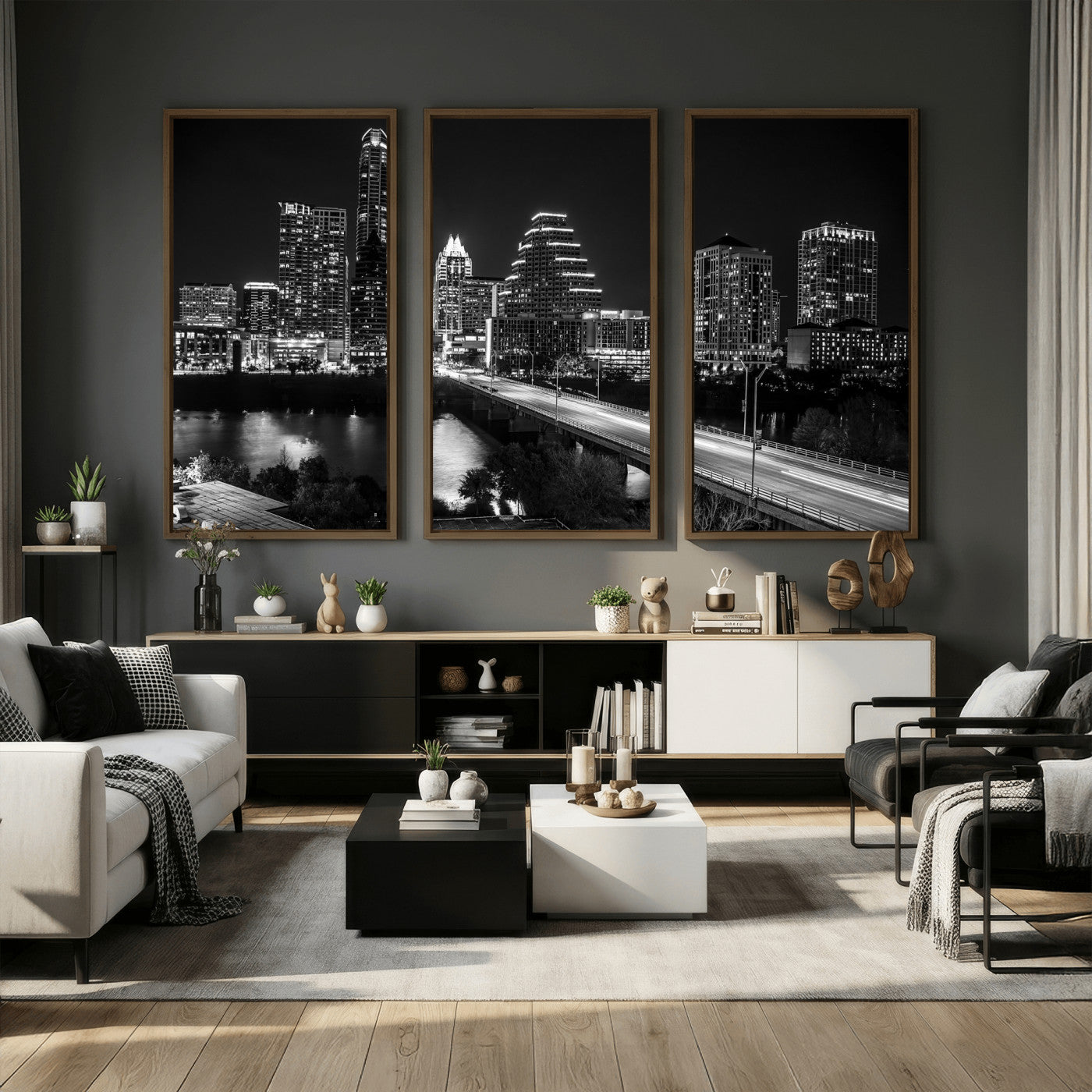 37531750-MGV-CV-36X24 - Austin Skyline Wall Art Canvas Print, Austin Downtown Night Cityscape Print for Modern Urban Wall Decor