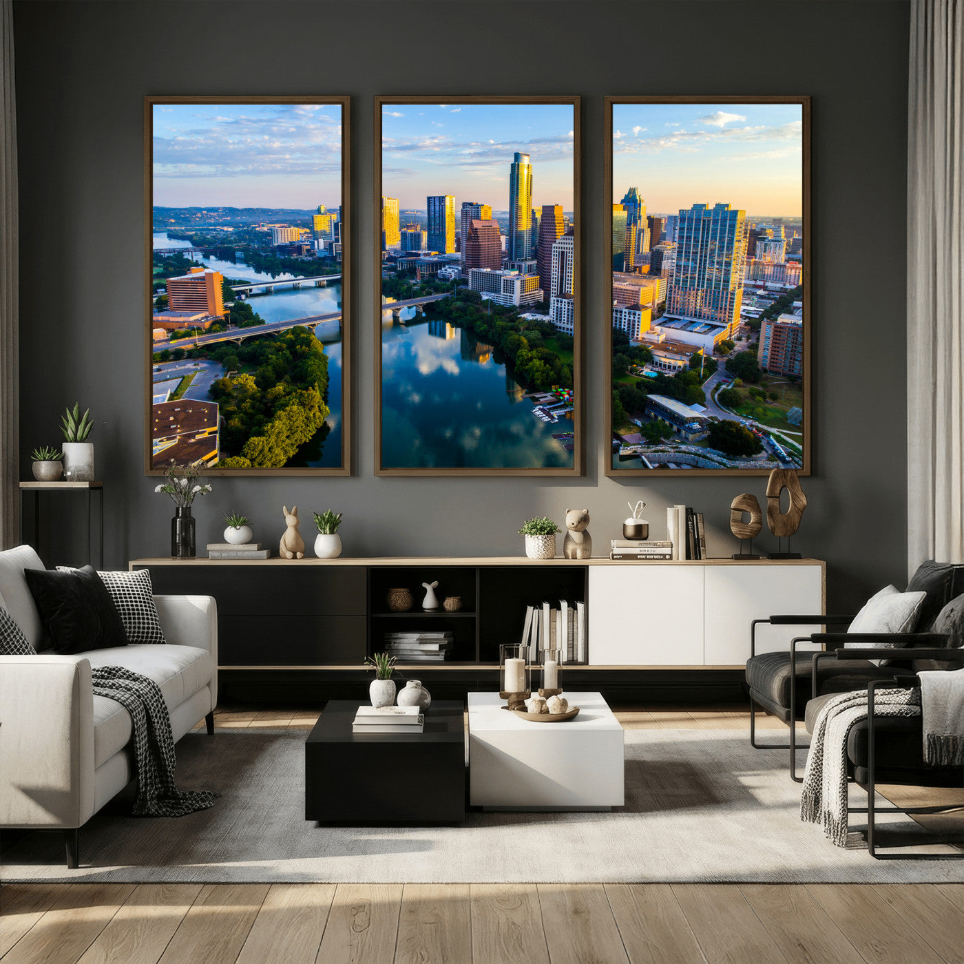 33675326-MGV-CV-36X24 - Austin Skyline Wall Art Canvas Print, Austin Downtown Night Cityscape Print for Modern Urban Wall Decor
