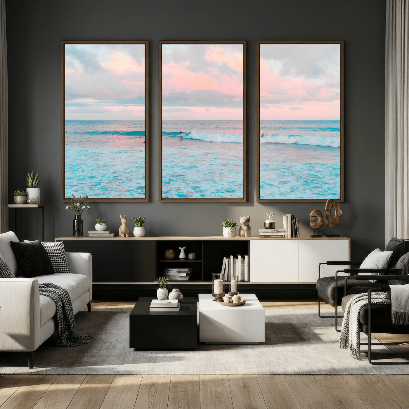 73216461-MGV-CV-36X24 - Ocean Wave Wall Art Canvas Print, Pastel Surf Seascape Photography, Coastal Beach Wall Decor