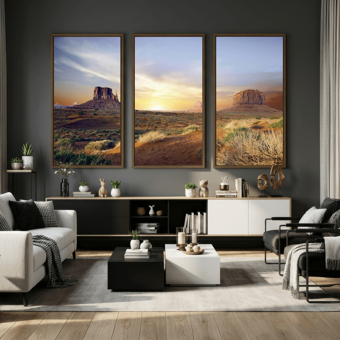 14901845-MGV-CV-36X24 - Monument Valley Desert Landscape Wall Art Canvas Print, Southwest Desert Rock Formation Canvas Print, Western Red Rock Panorama Art Printing
