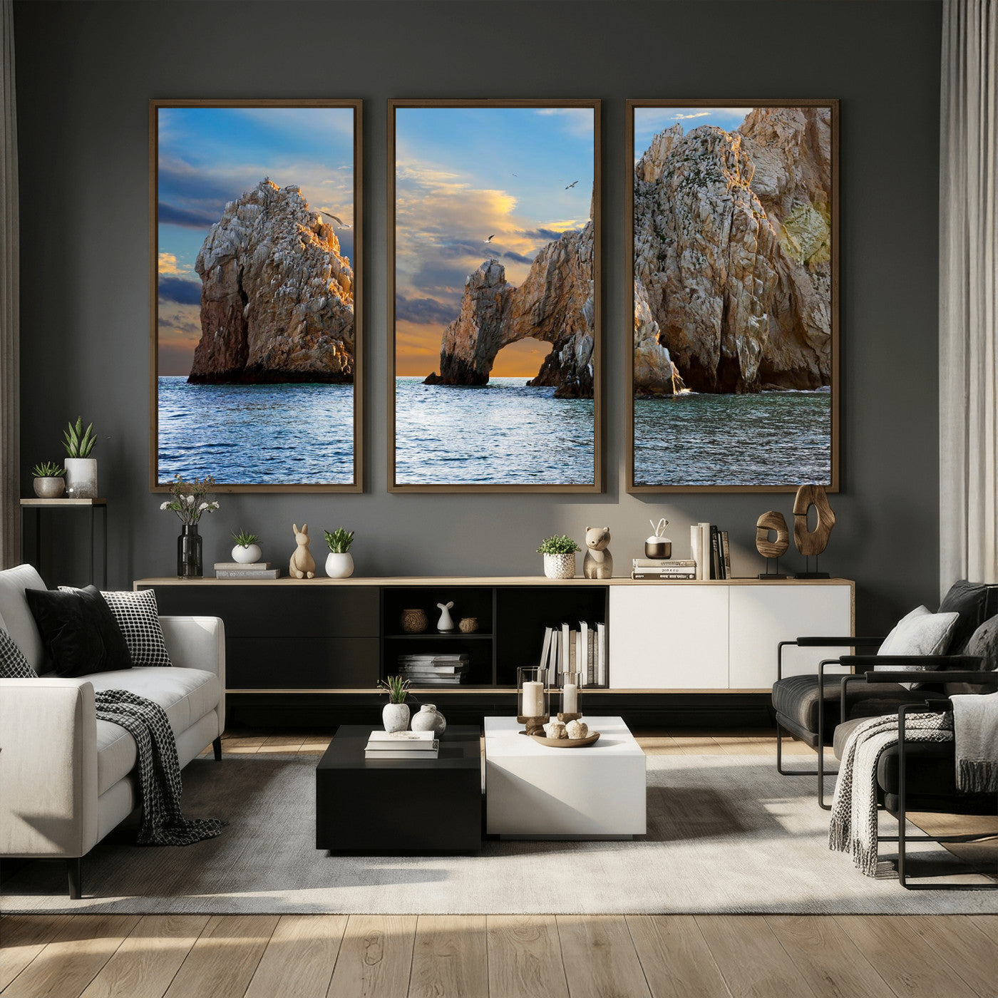 63505689-MGV-CV-36X24 - El Arco Cabo San Lucas Ocean Arch Wall Art Canvas Print, Baja California Rock Arch Seascape Canvas Print, Mexico Coastal Landmark Scenic Art Printing