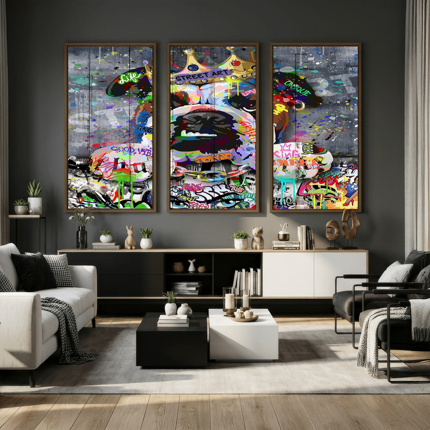 45209731-MGV-CV-36X24 - Dog Wall Decor for Teen Bedroom Decor - Graffiti Animal Canvas Wall Art for Teen Room Decor - Abstract Wall Painting Ready to Hang