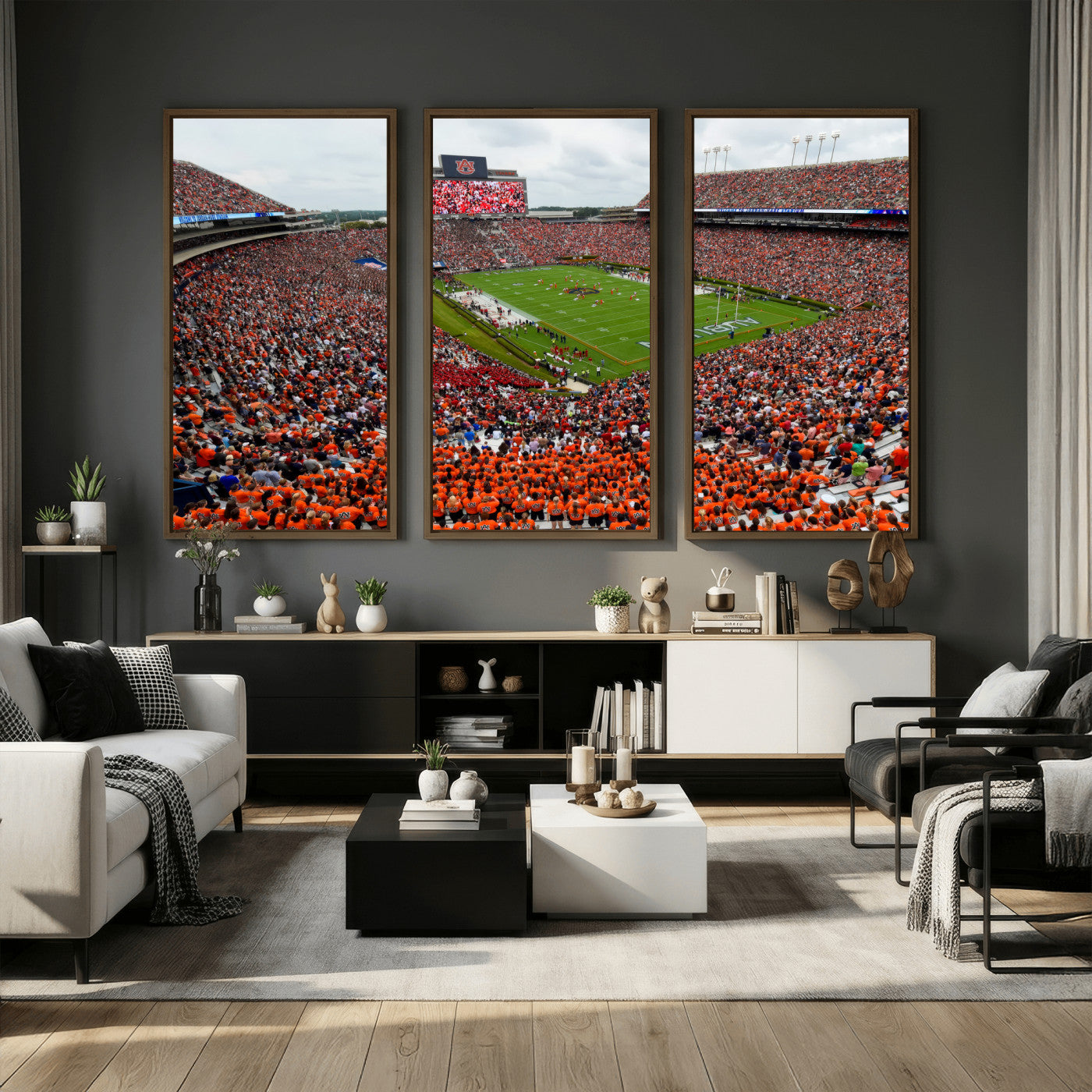 82562490-MGV-CV-36X24 - Auburn Stadium Sunset Wall Art Canvas Print, Jordan Hare Stadium Game Day Crowd, Auburn Tigers Football Artwork