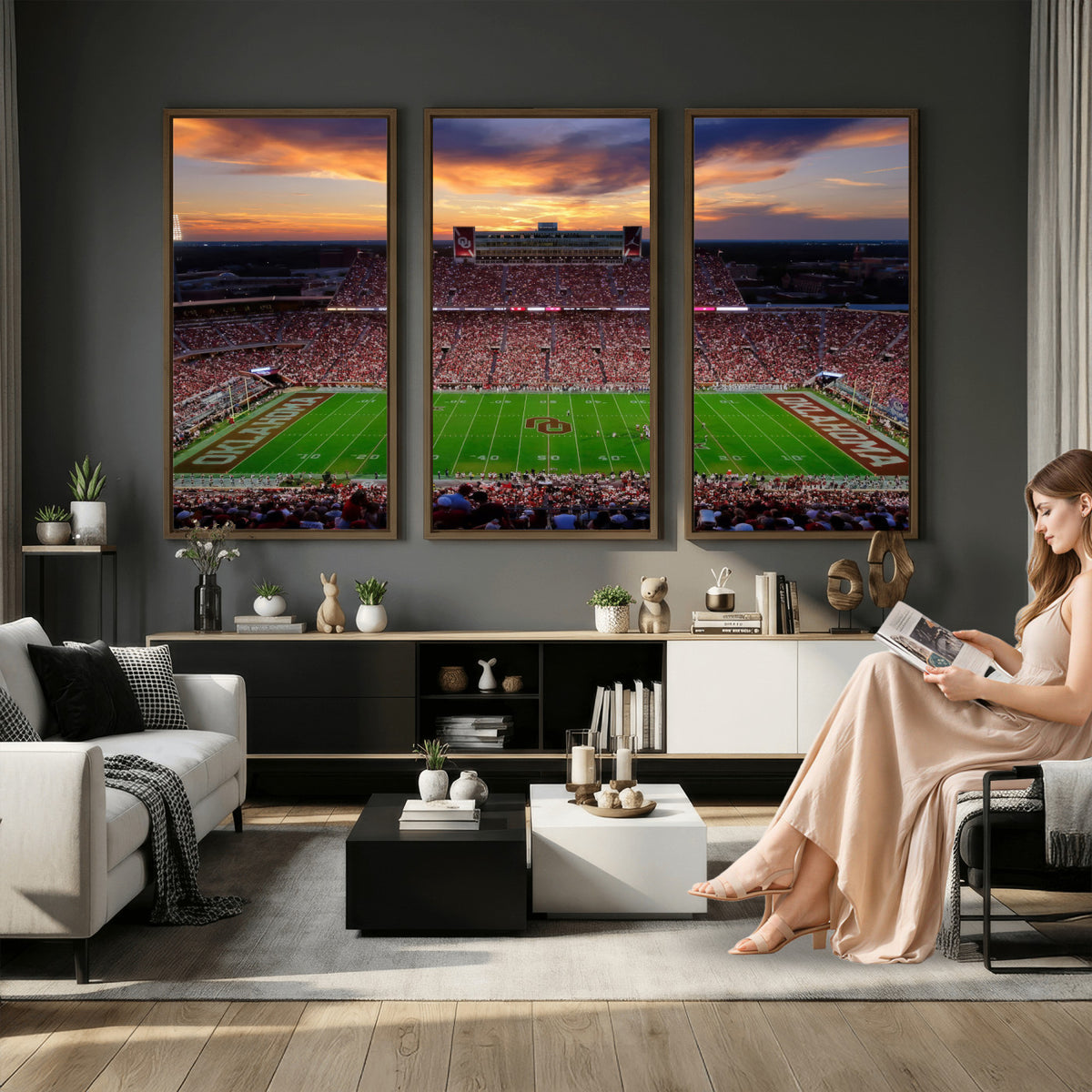 51457497-MGV-CV-36X24 - Oklahoma Sooners Stadium Wall Art Canvas Print, College Football Decor