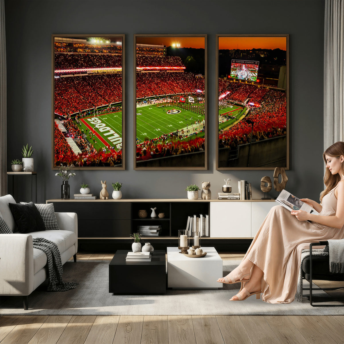 48894104-MGV-CV-36X24 - Georgia Bulldogs Stadium Wall Art Canvas Print, Sanford Stadium