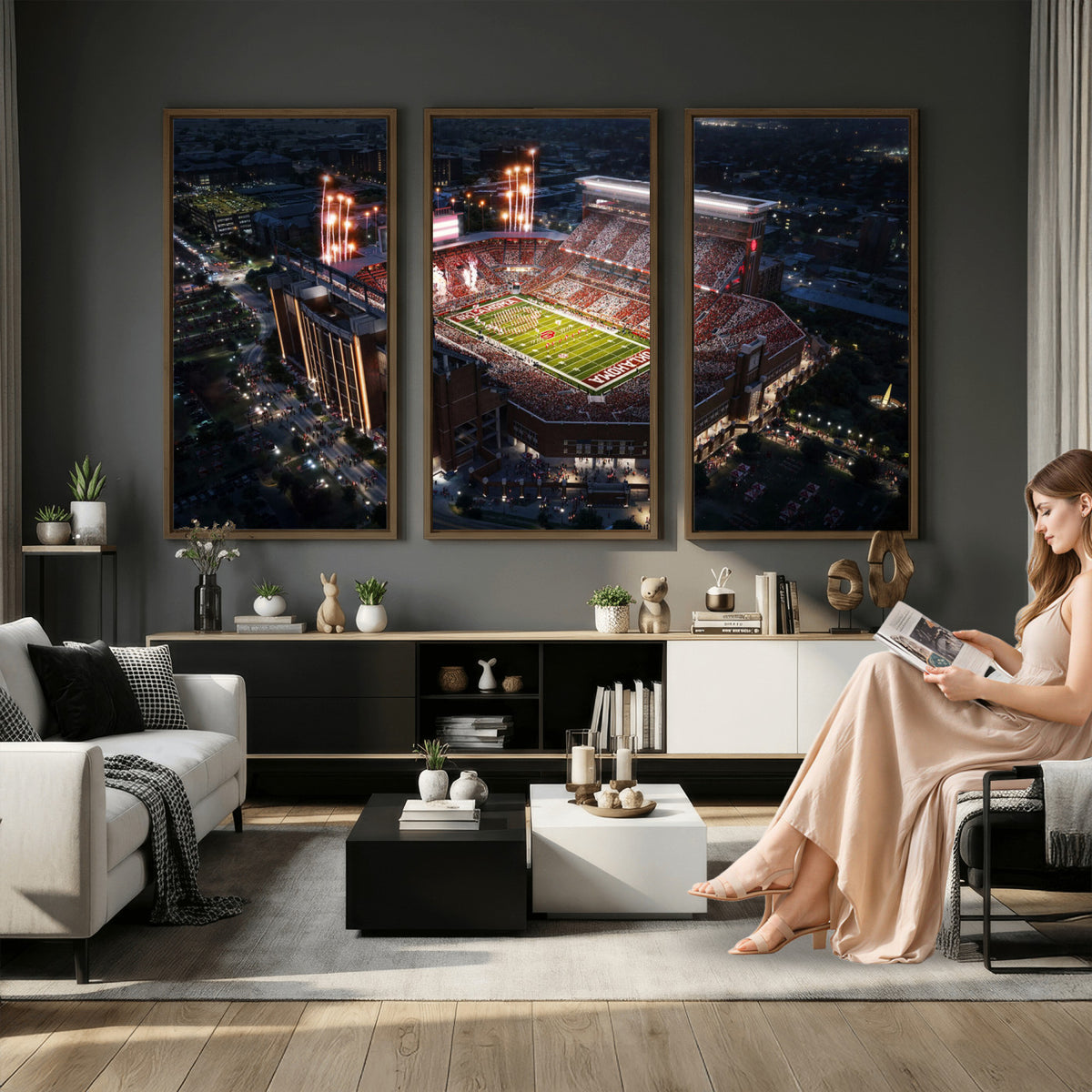 16867141-MGV-CV-36X24 - Oklahoma Memorial Stadium, Gaylord Memorial Stadium Wall Art