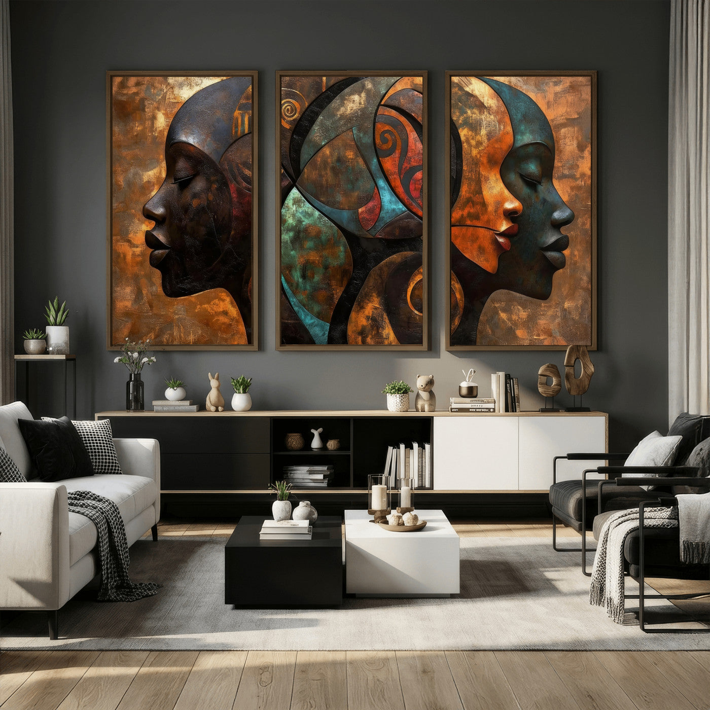 81517886-MGV-CV-36X24 - Abstract Afro American Women Wall Art Canvas Print