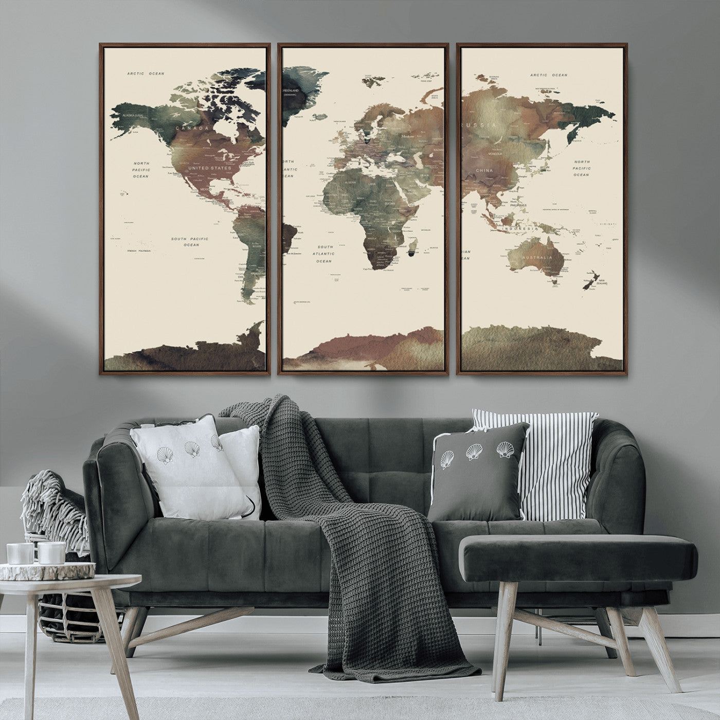 MGV-FC-48X32-3P - World Map Wall Art Canvas Print for Home and Office Decor