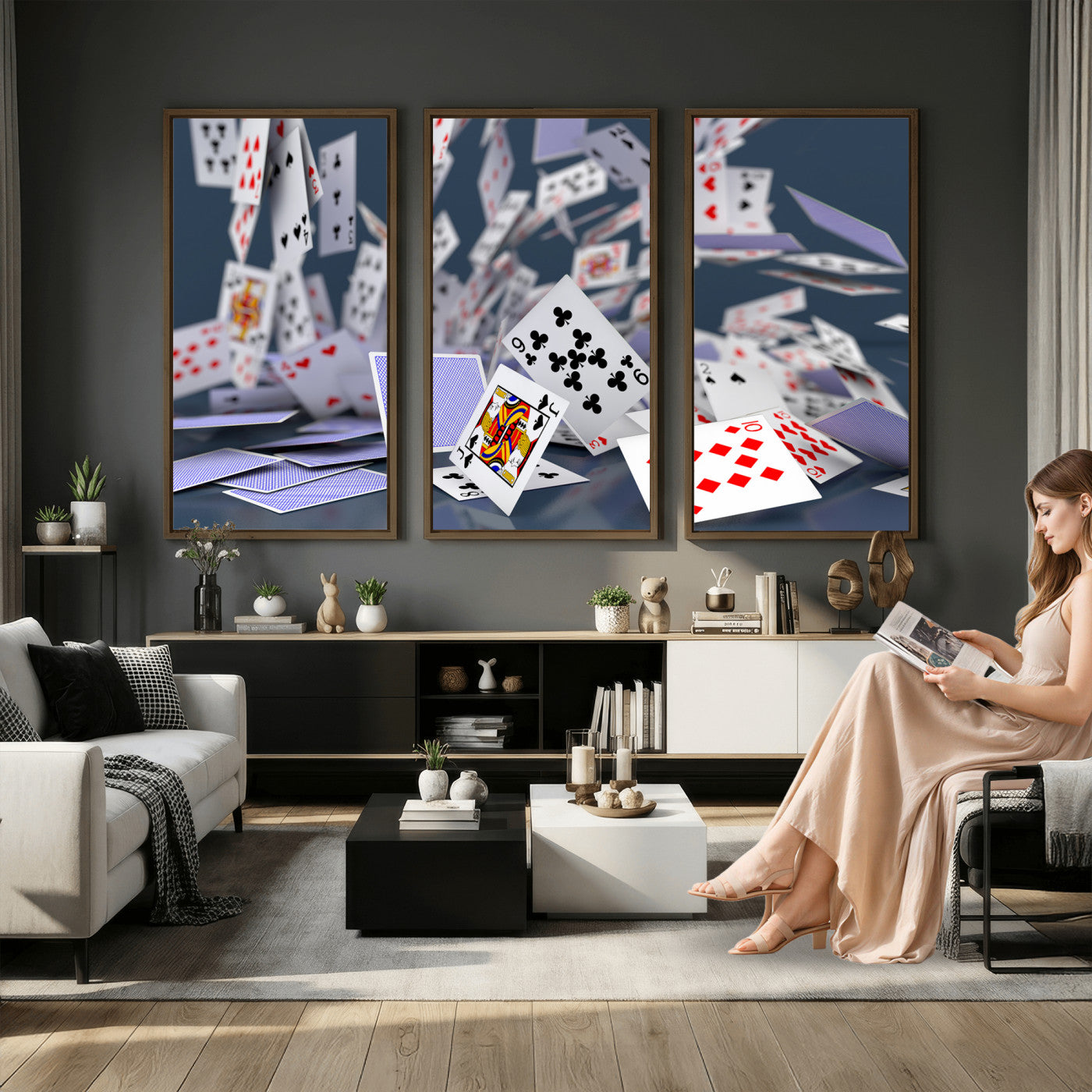 66392185-MGV-CV-36X24 - Playing Cards Canvas Wall Art | Casino Game Room Decor, Poker Decor Art