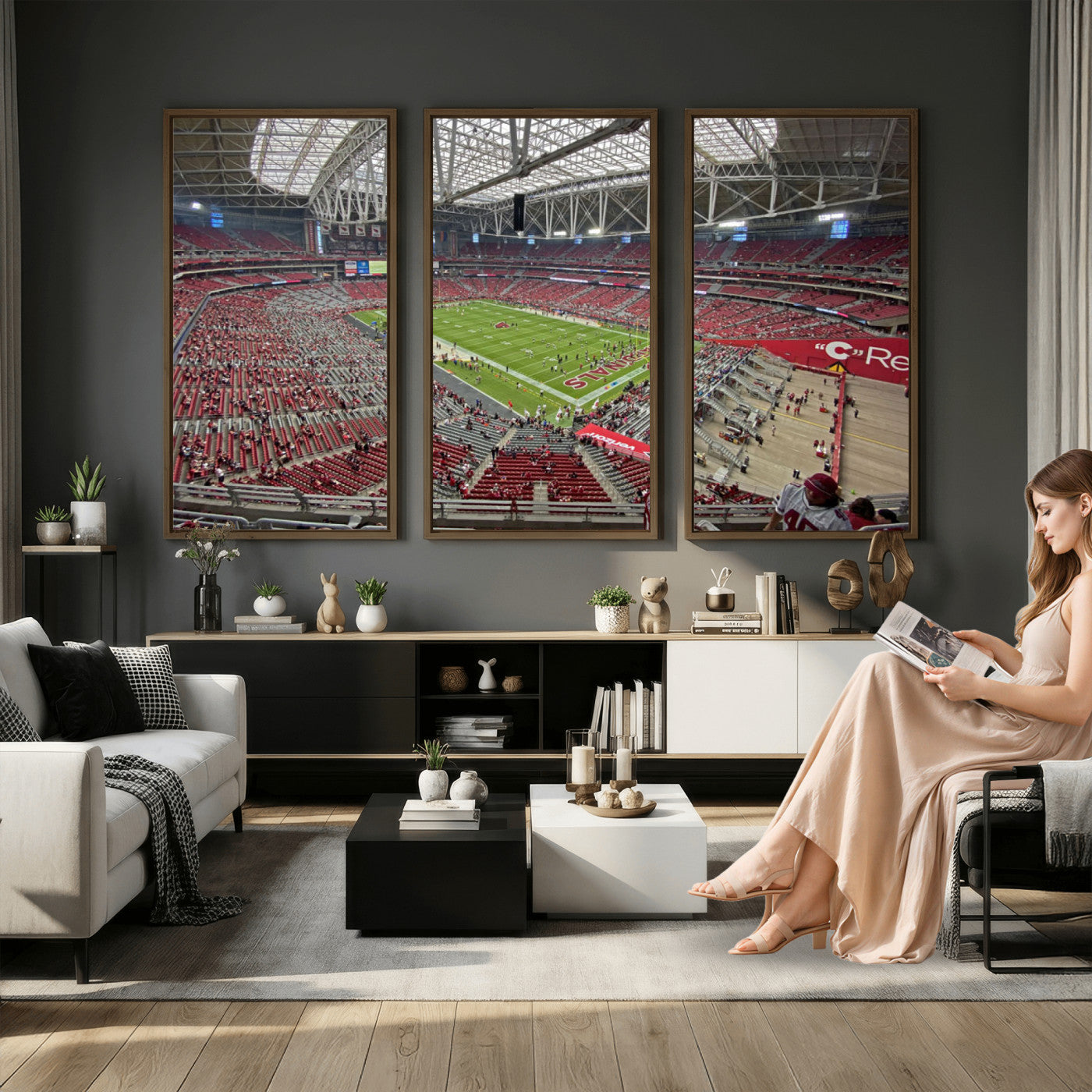 30579717-MGV-CV-36X24 - State Farm Stadium Canvas Wall Art, Arizona Cardinals Football Stadium Print, Glendale NFL Arena Panorama Artwork
