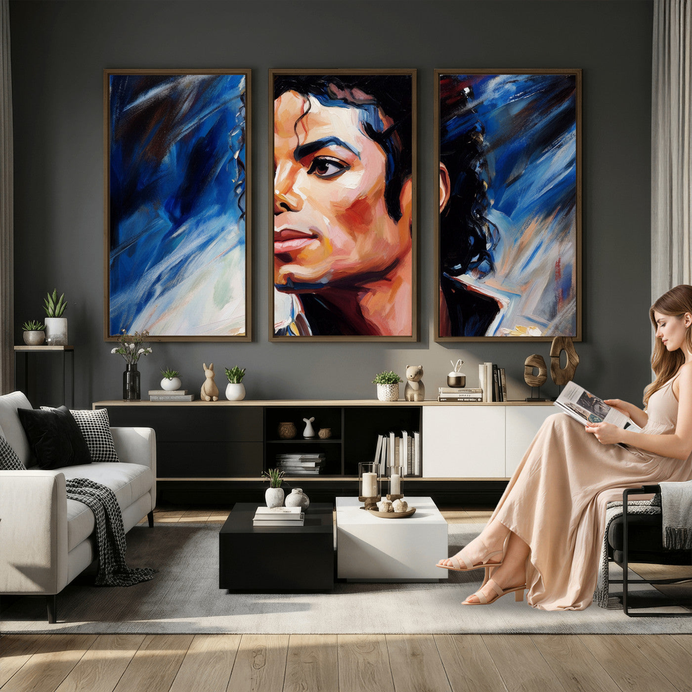 51466481-MGV-CV-36X24 - Abstract Michael Jackson Photo Wall Art Canvas Print