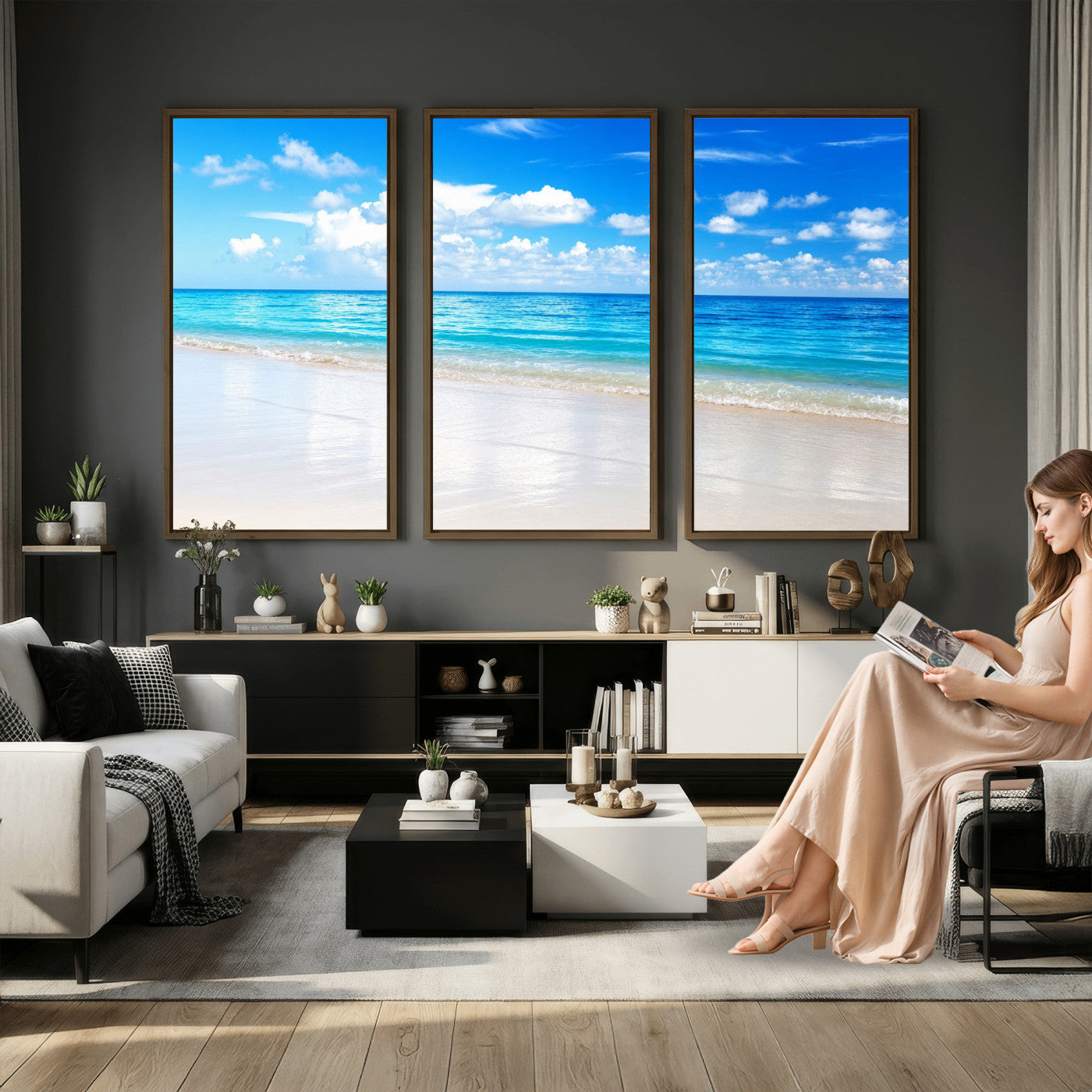 67491909-MGV-CV-36X24 - Tropical Beach Ocean Wall Art Canvas Print for Home Decor