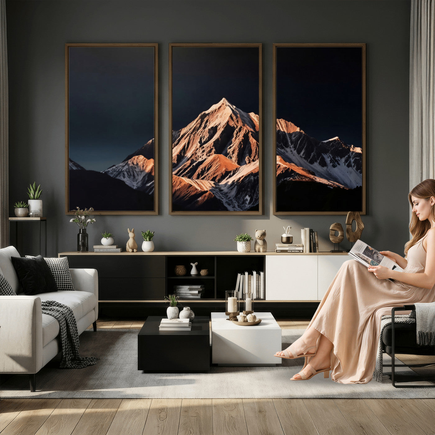 10196184-MGV-CV-36X24 - Snow Mountain Wall Art Canvas Print for Living Room Decor