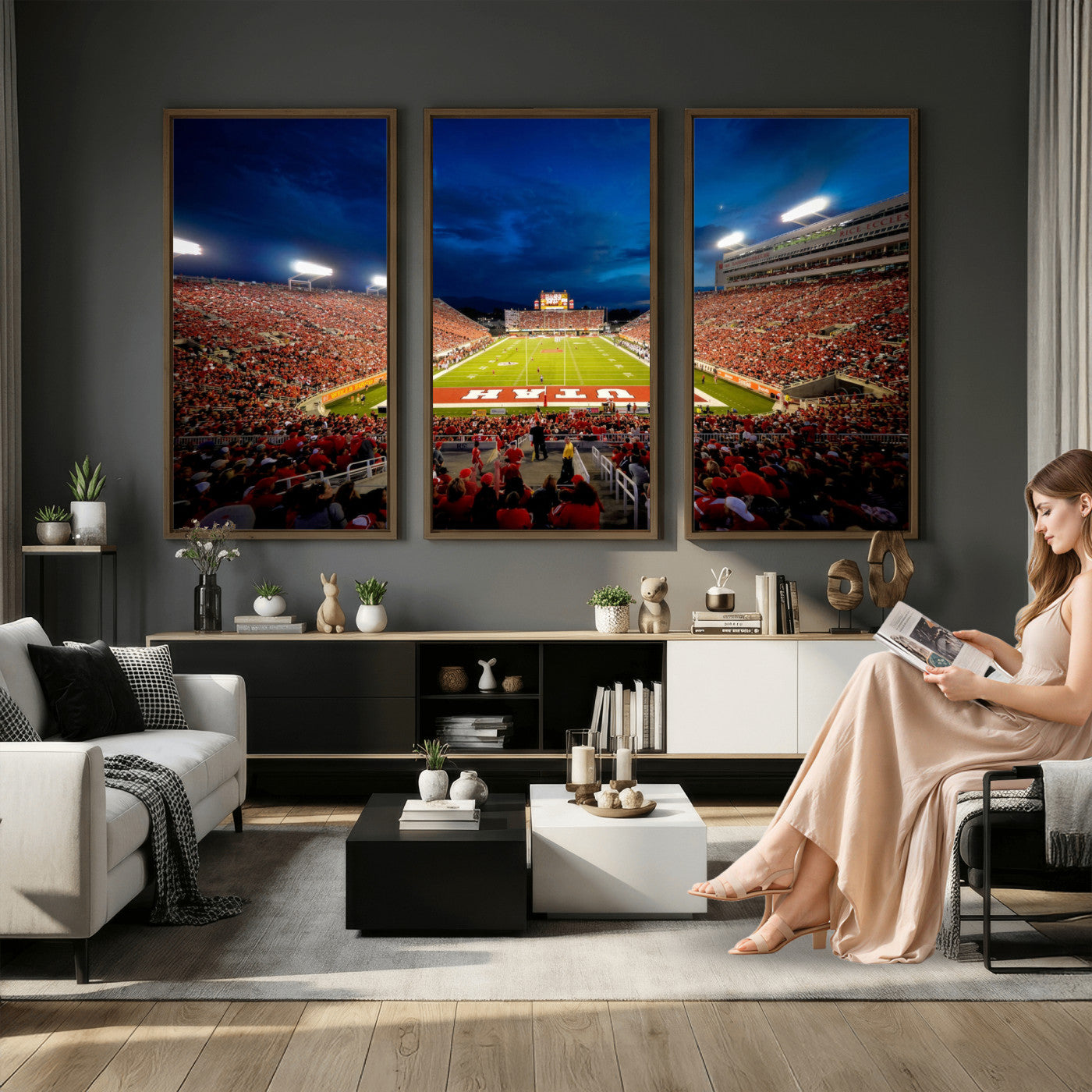 74019251-MGV-CV-36X24 - Rice-Eccles Stadium Wall Art Canvas Print - Utah Salt Lake City Stadium Print
