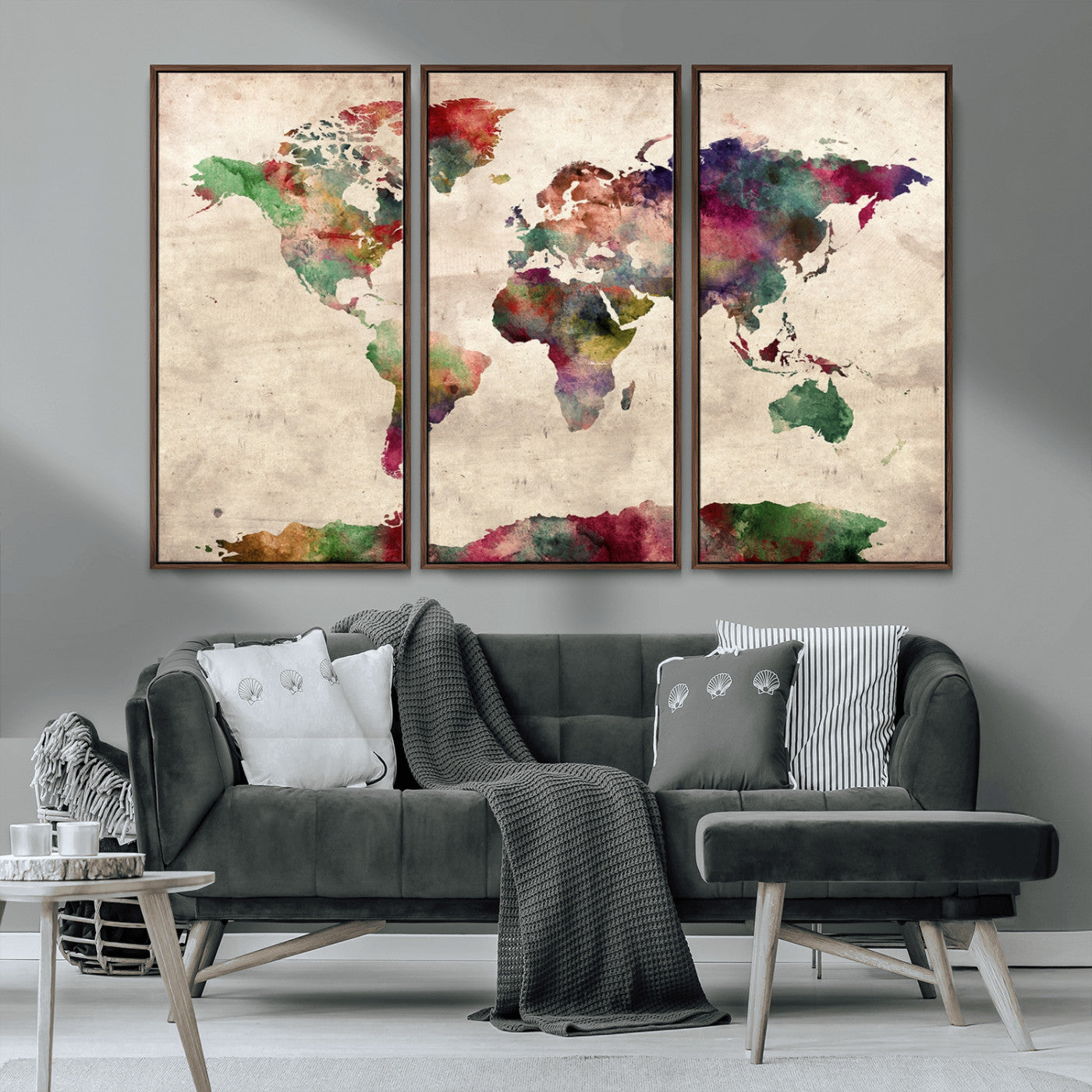MGV-FC-48X32-3P - World Map Wall Art Canvas Print for Home and Office Decor
